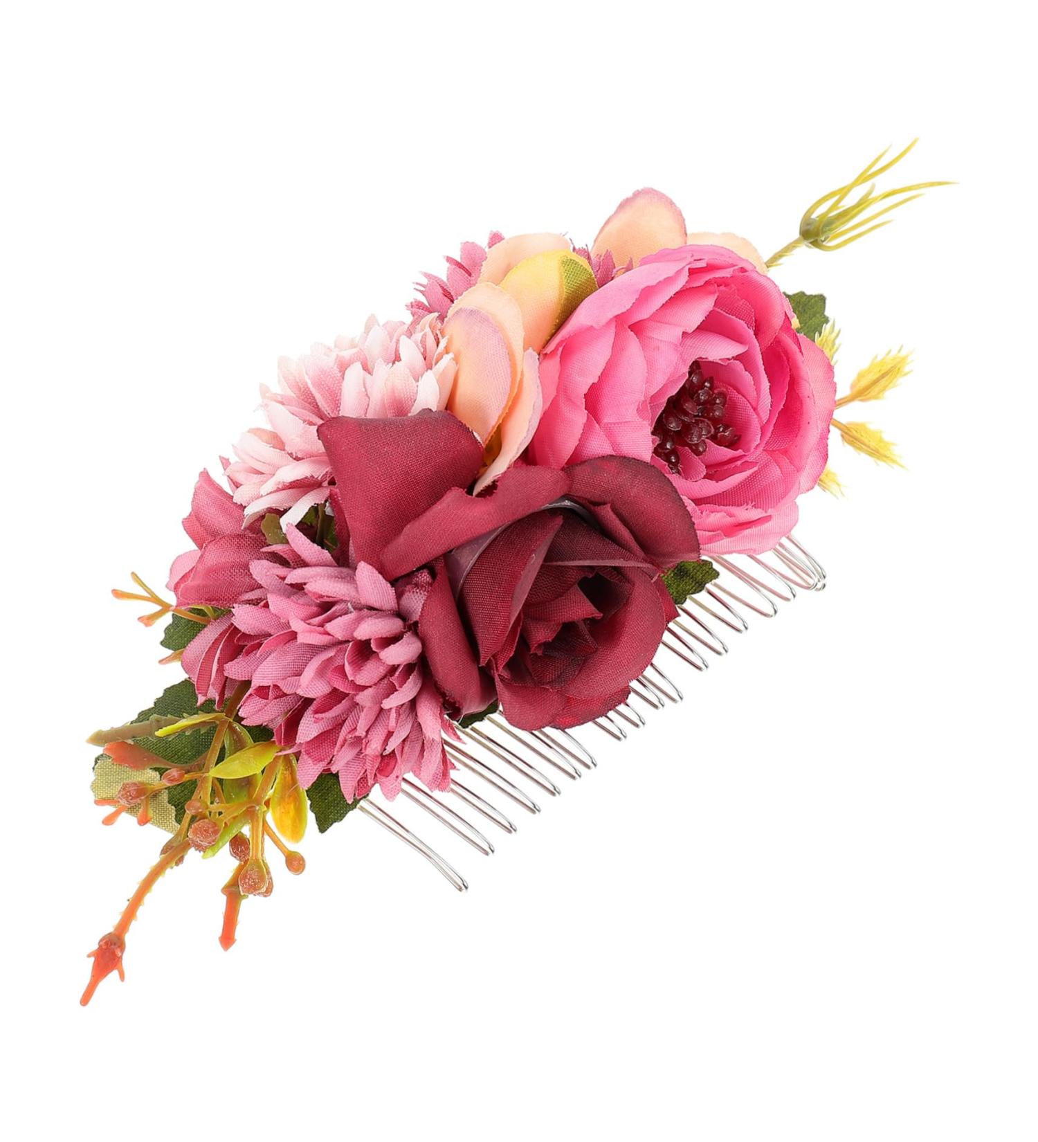 Bridal Comb Flower Headpiece Prom Hair Accessories Romantic Design Hair Comb Prom Headpiece Bride Hair Comb Wedding Hair Clips Prom Tiara Fabric Flower Vacation Cloth Flowers Rose - Buy Online on GoSupps.com