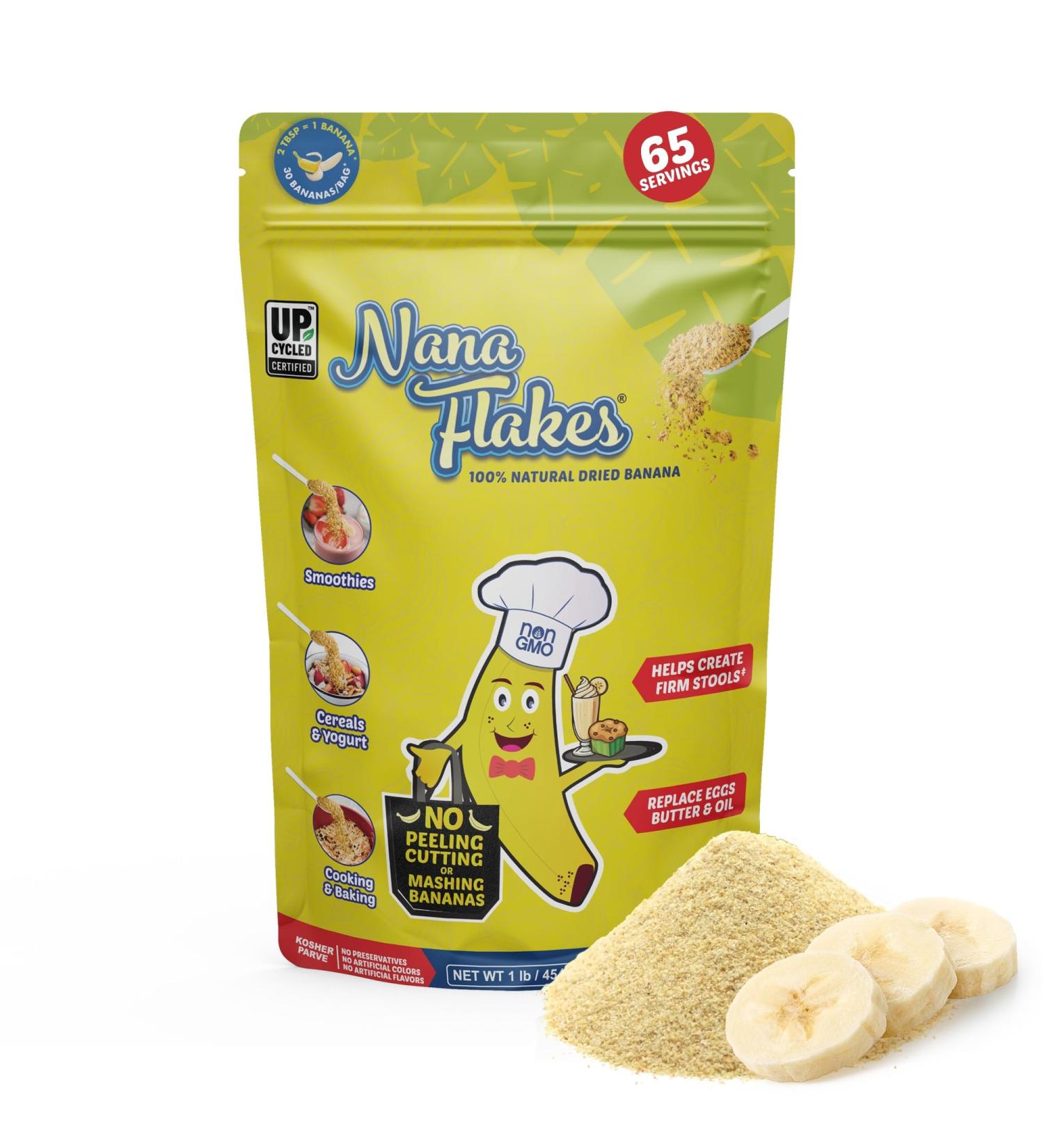 Nana Flakes 100% Pure Banana Flakes Food Powder - Natural - Great Source of Potassium & Fiber (Banana One Pound Bag) 1 Pound - Buy Online on GoSupps.com