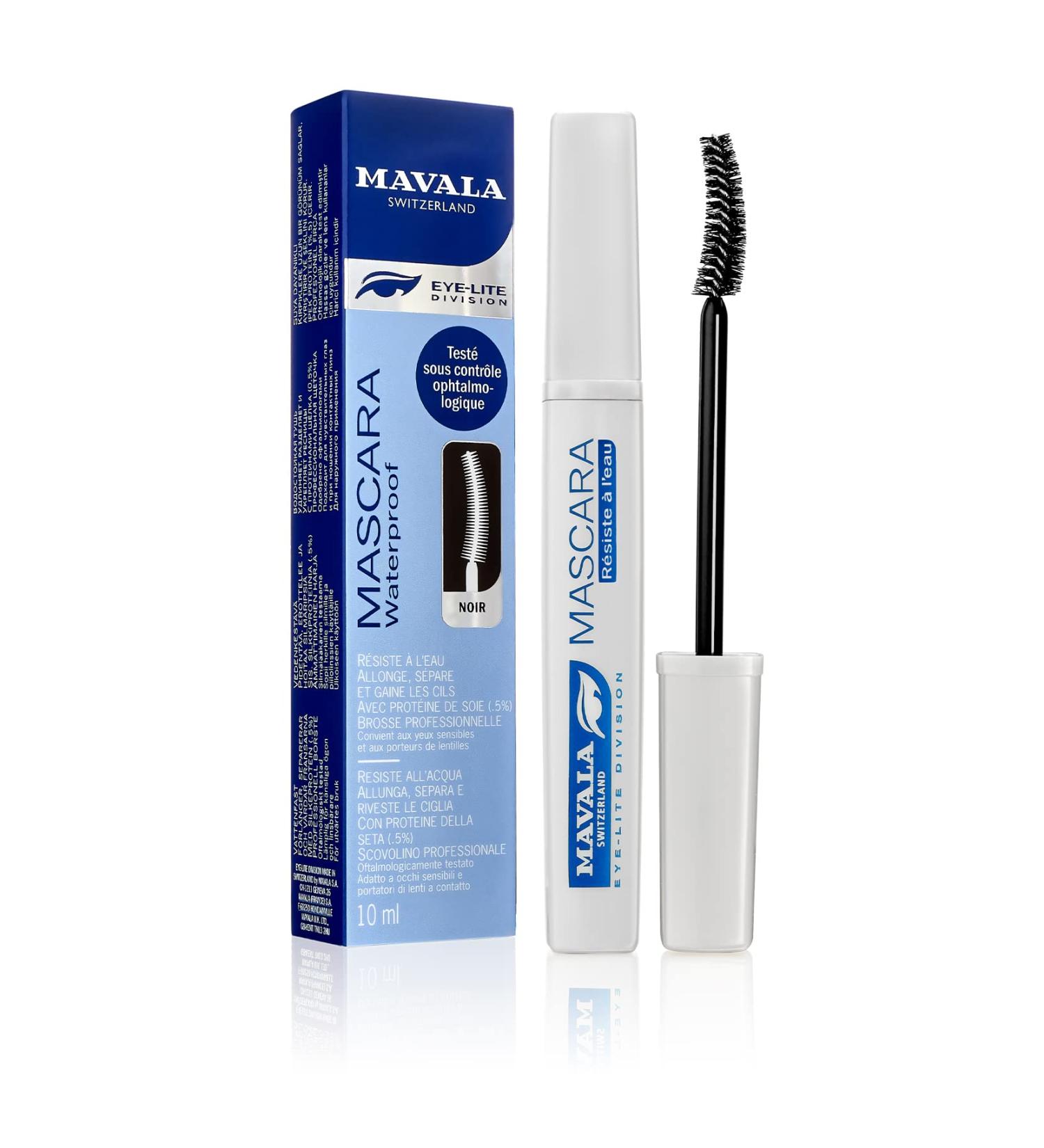 Mavala - Mascara Effet Allongeant Waterproof - Maquillage Soin des Cils aux Prot ines de Soie Longue Dur e - Test sous Contr le Ophtalmologique - 01 Noir - 10ml Noir 10 ml (Lot de 1) - Buy Online on GoSupps.com