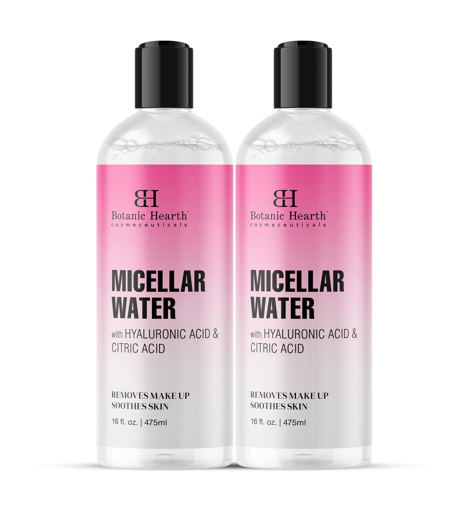 Botanic Hearth Micellar Water | Gently Cleanses Makeup Remover With Dual|Phase Formula Pack Of 2 (16 Fl Oz Each) | Suitable For All Skin Types 16 Fl Oz (Pack of 2) - Buy Online on GoSupps.com