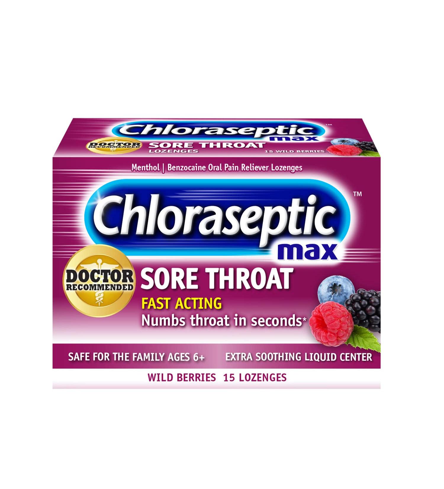 Chloraseptic Max Sore Throat Lozenges Wild Berries - 15 Count - Buy Online on GoSupps.com