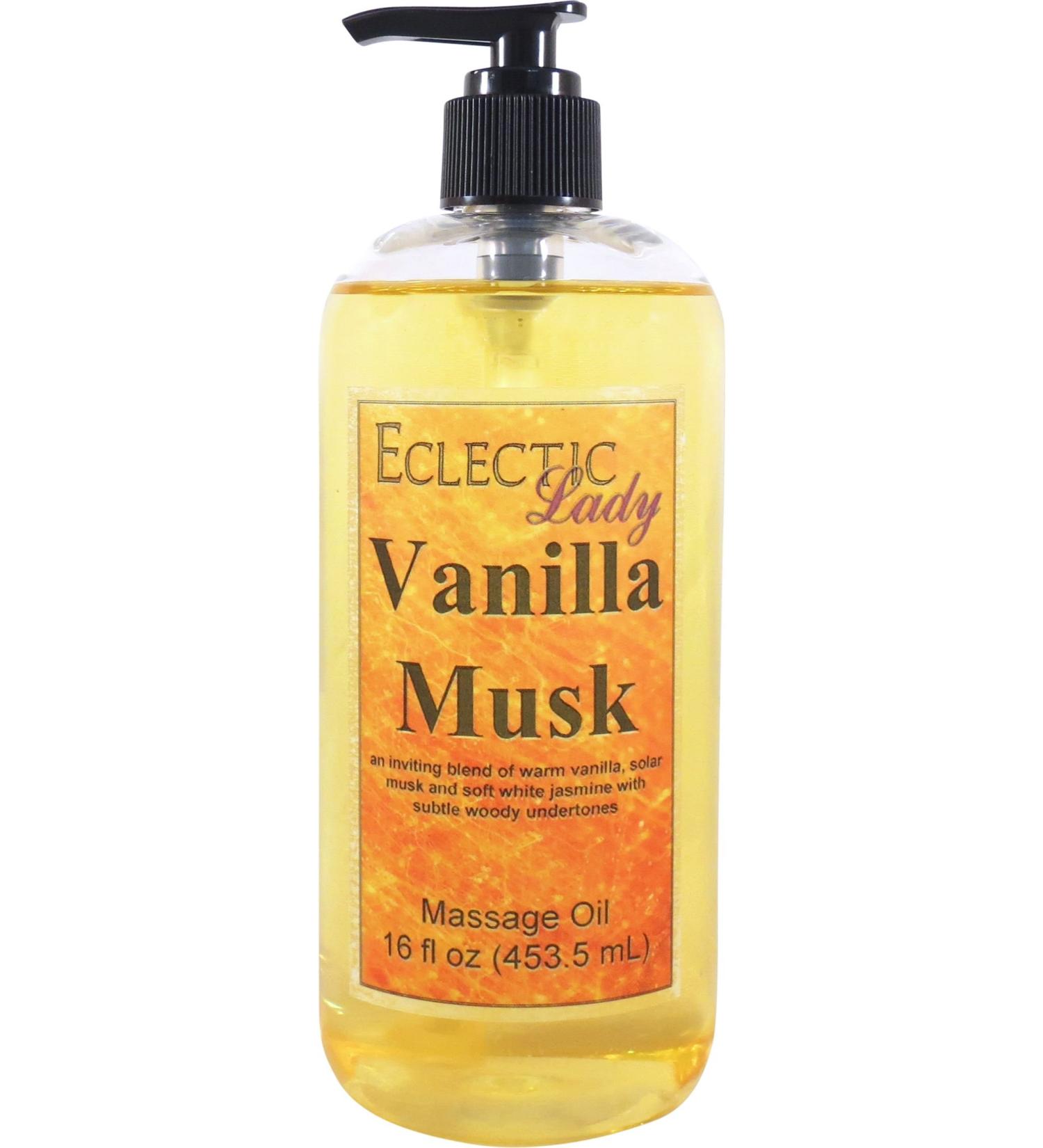 Vanilla Musk Massage Oil 16 oz | Sweet Almond & Jojoba | Preservative Free | Aromatherapy & Relaxation - Buy Online on GoSupps.com