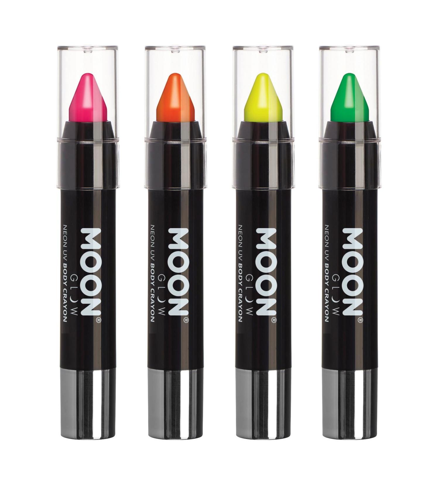 Moon Glow Blacklight Neon Face & Body Paint Stick Set - 4 Intense Colors - Glows Under Blacklights - Buy Online on GoSupps.com