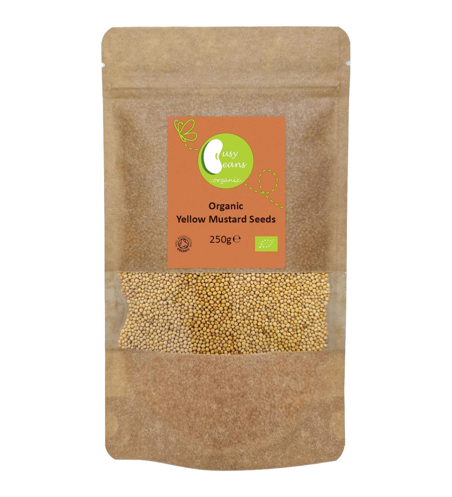 Organic Yellow Mustard Seeds - Certified Organic - by Busy Beans Organic (250g) - Buy Online on GoSupps.com