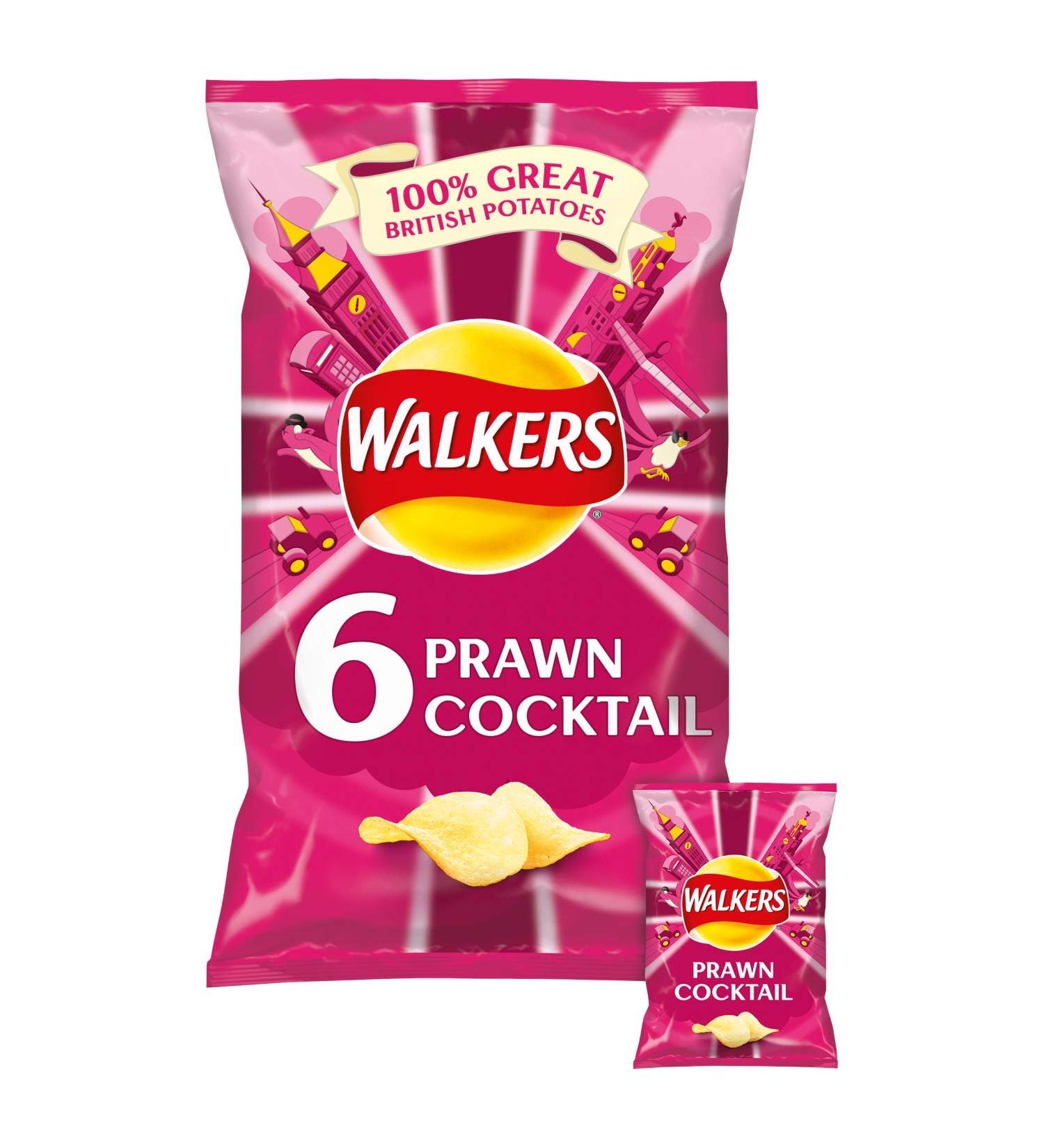 Walkers Lot de 6 chips cocktail crevettes 25 g