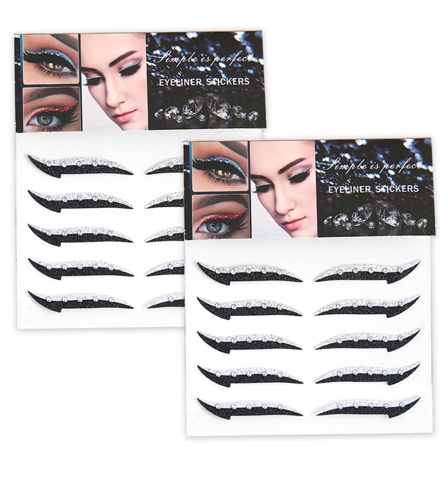 Crystal Eyeliner Stickers 10 Pairs Eyeshadow Stickers Reusable Glitter Eyeliner Stickers Waterproof Instant Adhesive Stick on Eyeliner Eyeshadow Strop for Dress Up Party Silver - Buy Online on GoSupps.com