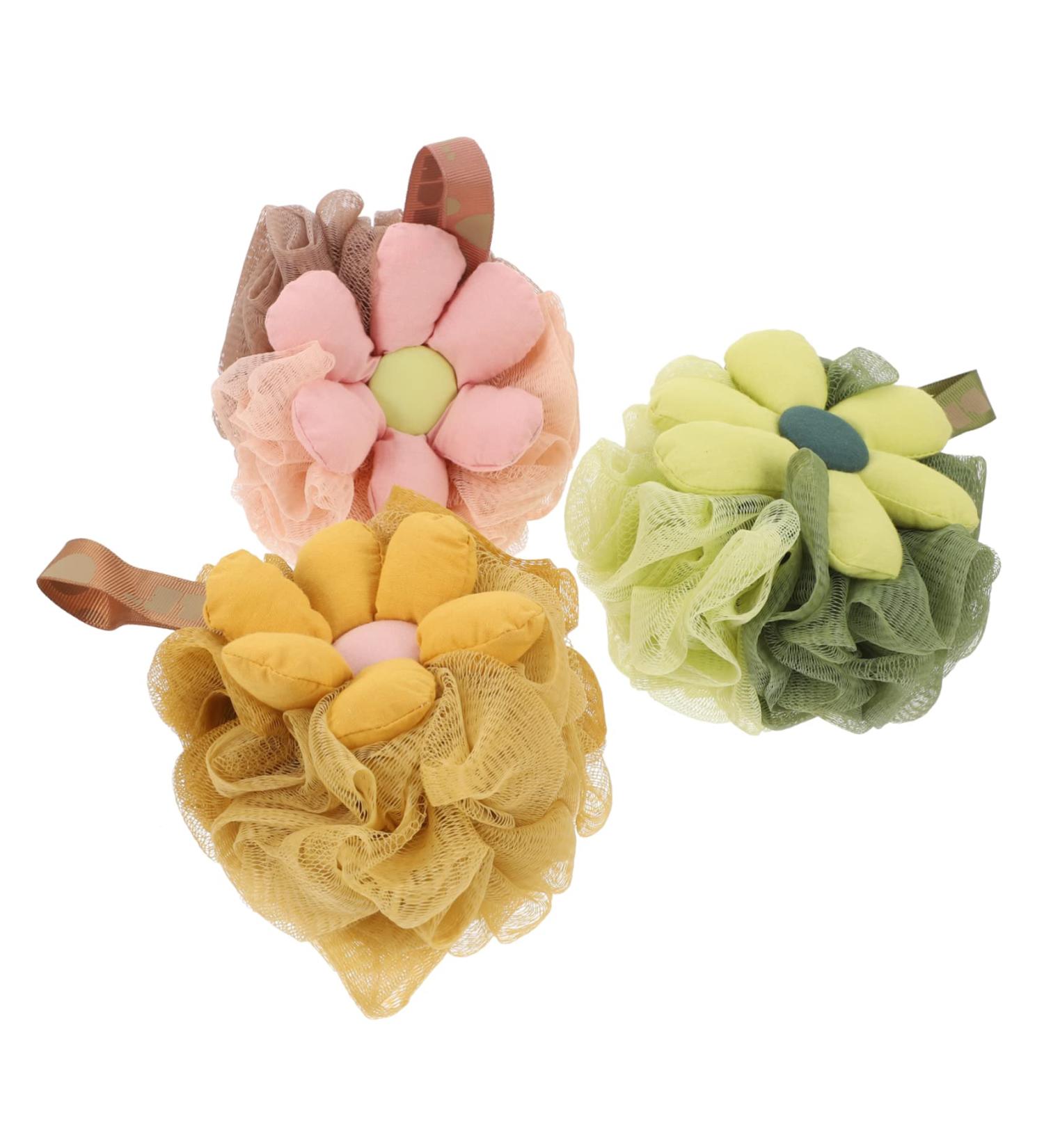SUPVOX 3pcs Flower Bath Ball Sponges for Shower | Exfoliating Loofahs for Women, Kids | Body Scrubber Sponge Set - Buy Online on GoSupps.com