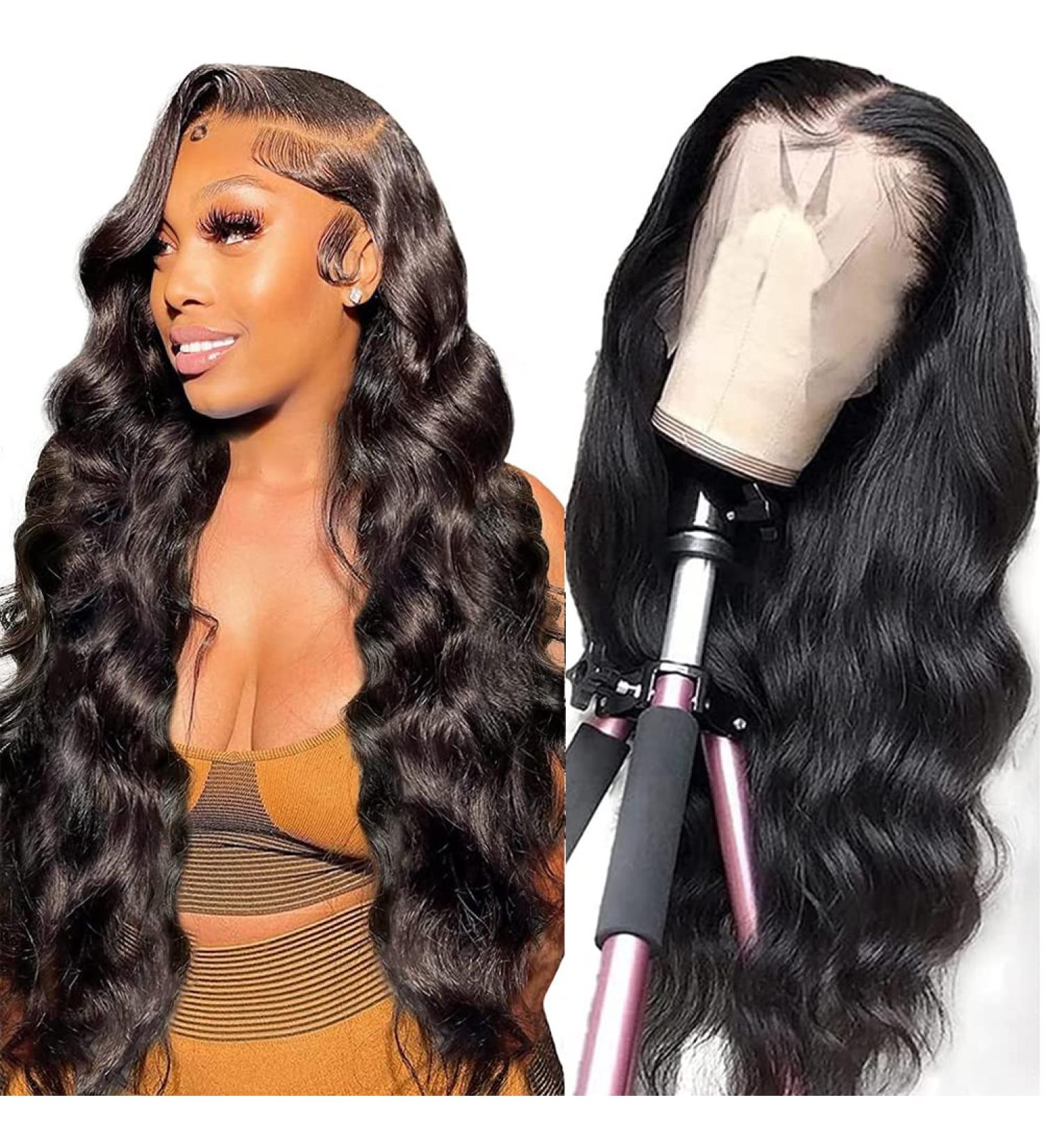 26 Inch Body Wave Lace Front Wig for Black Women | Pre Plucked 180% Density Human Hair Wig | Natural Black Color - Buy Online on GoSupps.com