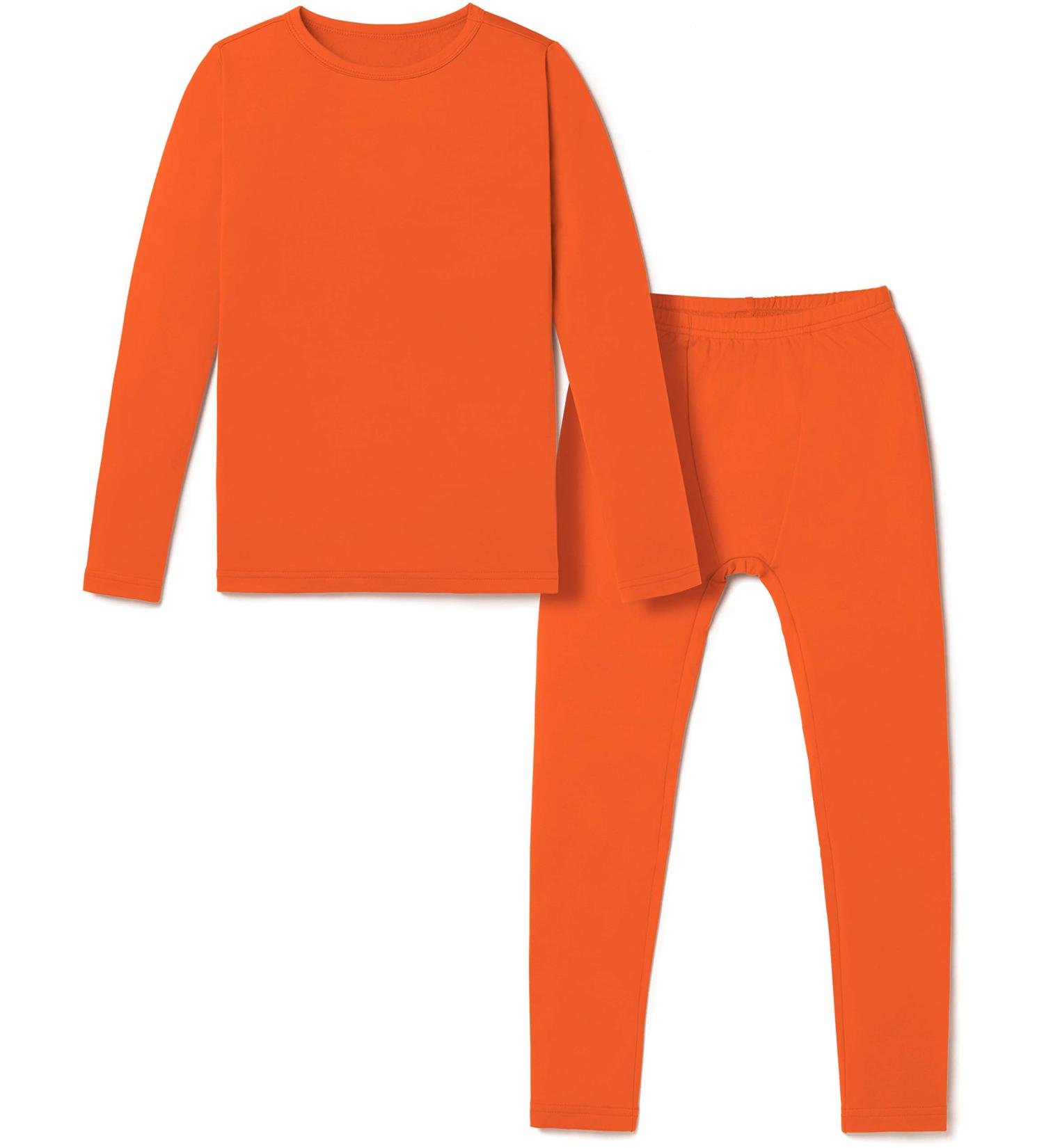 TSLA Kids Thermal Underwear Set - Soft Fleece Lined Long Johns for Boys and Girls - Winter Base Layer in Orange (Size 20) - Buy Online on GoSupps.com