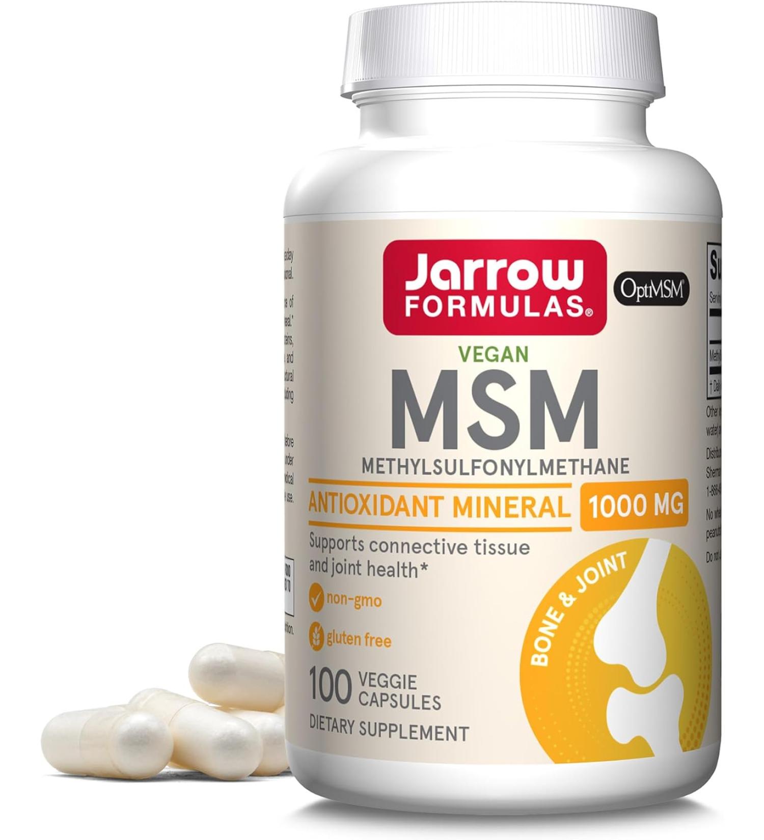 Jarrow Formulas MSM 1000 mg - 100 Veggie Capsules for Joint Health & Support - Buy Online on GoSupps.com