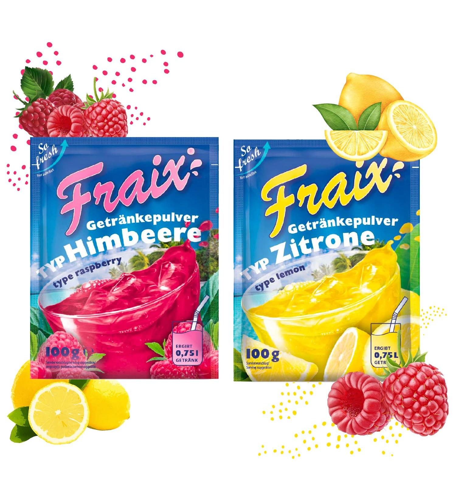 TSI Consumer Goods FRAIX Drink powder raspberry + lemon 50 pieces combination pack each 25 x 100 g fruity and refreshing with vitamin C