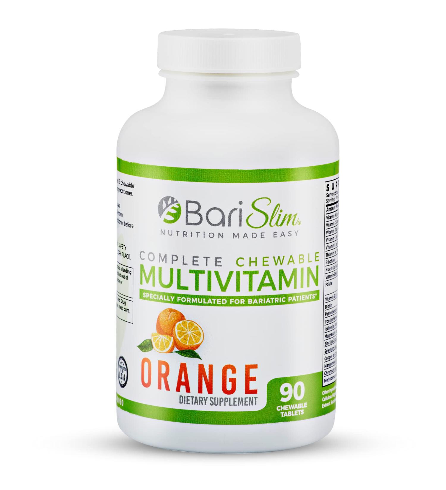 BariSlim Complete Chewable Bariatric Multivitamin Tablets - 45mg Iron - Post Bariatric Surgery Supplement for Gastric Bypass & Sleeve | Orange - Buy Online on GoSupps.com