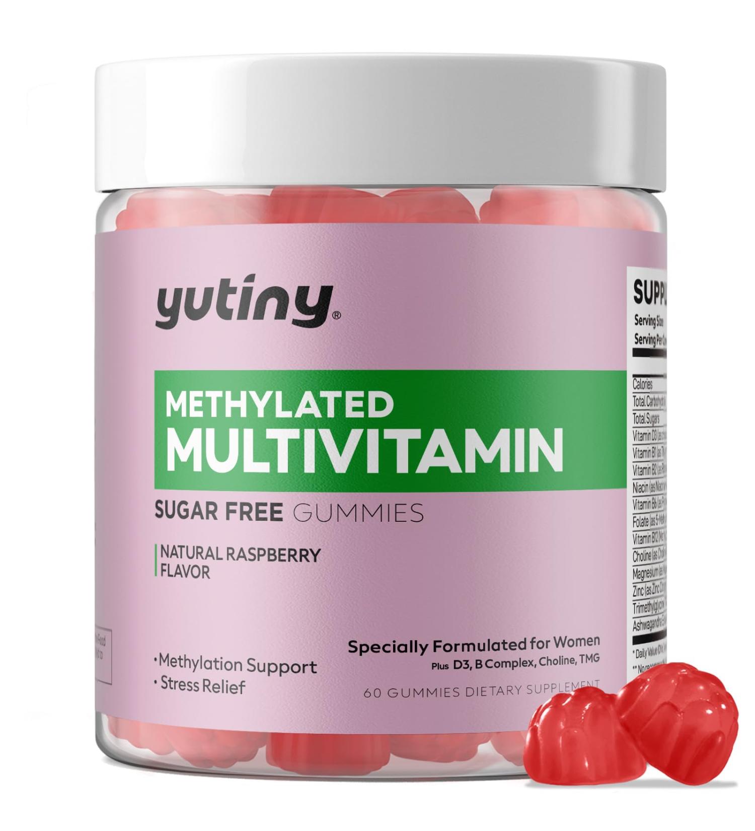 Yutiny Methylated Multivitamin for Women Gummies Methyl B Complex Vitamins with D3 Zinc Choline TMG for Energy & Nervous System Vegan Sugar Free 60 Count - Buy Online on GoSupps.com