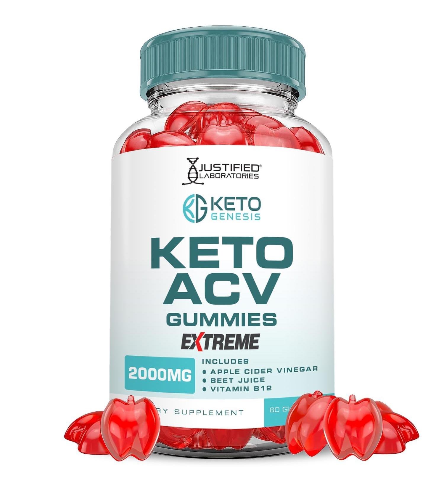 Justified Laboratories Keto Genesis Keto ACV Gummies Extreme 2000MG Keto Genesis Keto Gummies Advanced Formula Apple Cider Vinegar with Pomegranate Beet Juice Powder B12 Vegan Non GMO 60 Gummys 60 Count (Pack of 1) - Buy Online on GoSupps.com