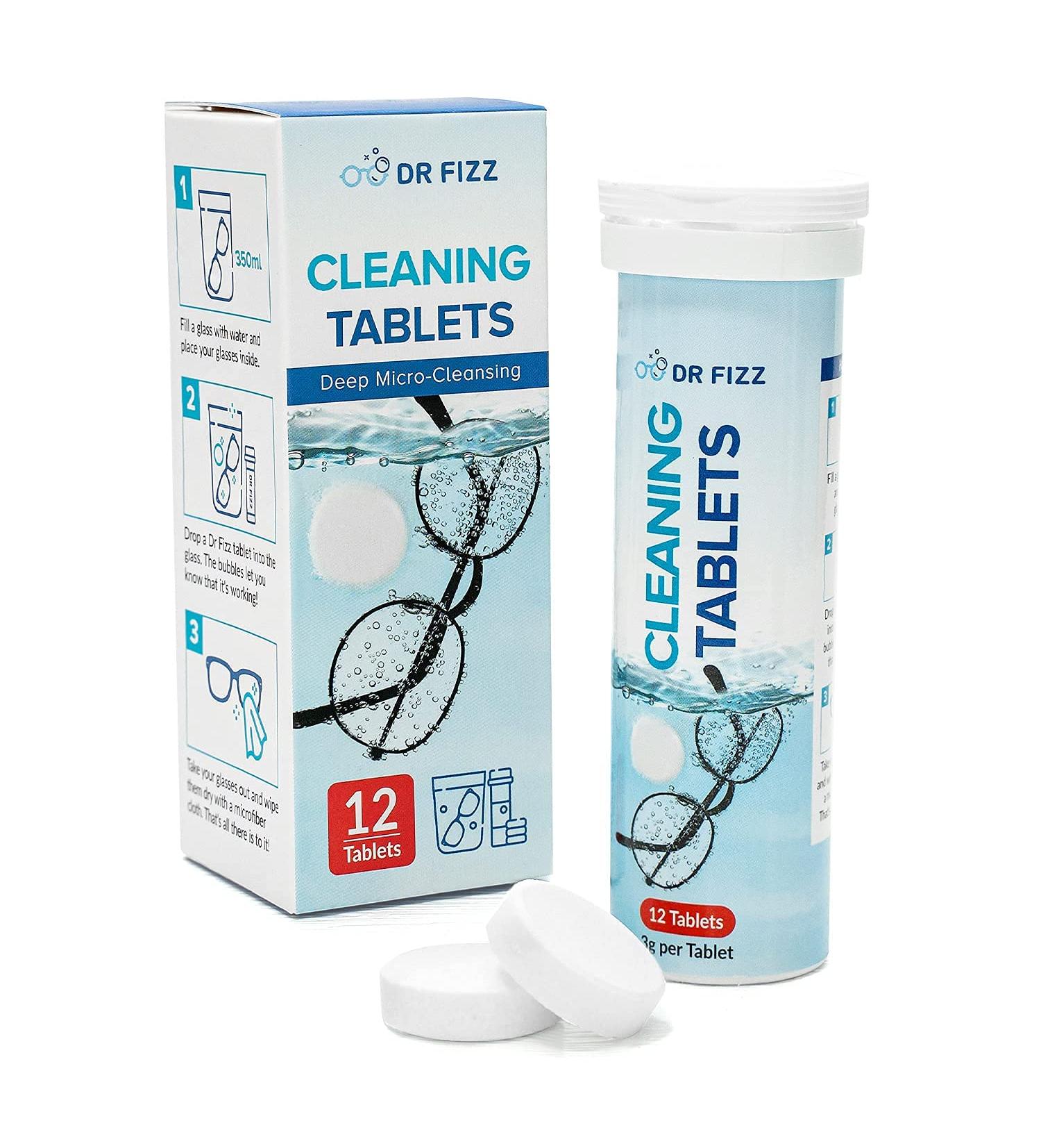 DR FIZZ Glass Cleaning Tablets - 12 Pack Eye Glasses Cleaner Tablets | Eyeglass Cleaner For Prescription Glasses  Sunglasses  and More | Eyeglass Cleaning Solution Removes Dirt  Dust  and Smudges Pack 1 - Buy Online on GoSupps.com