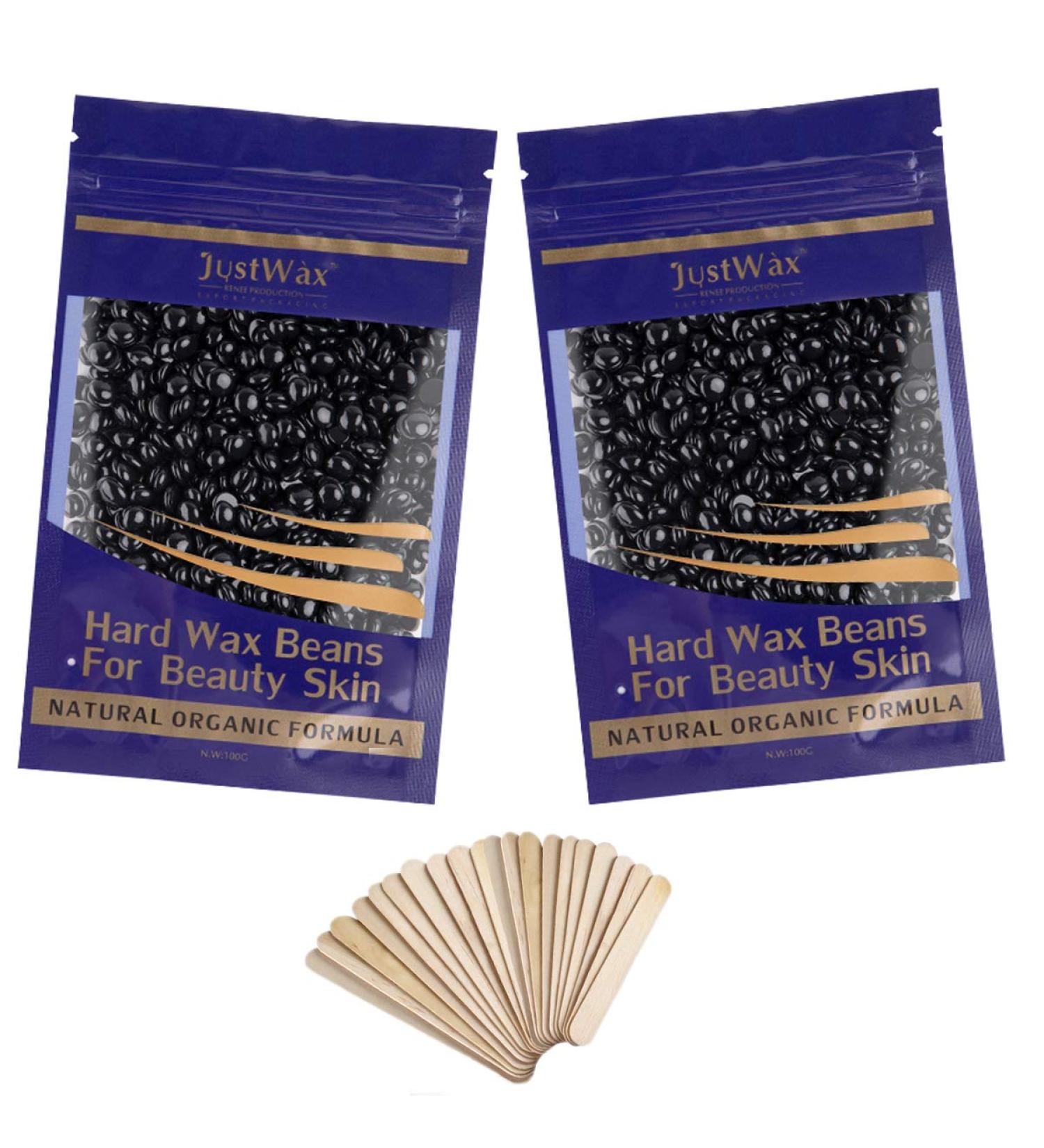 Depreciation Wax Beans - Art Wax Pearls for Hair Removal - 200g Black with 20 Wooden Spatulas - Premium Waxing Solution - Buy Online on GoSupps.com