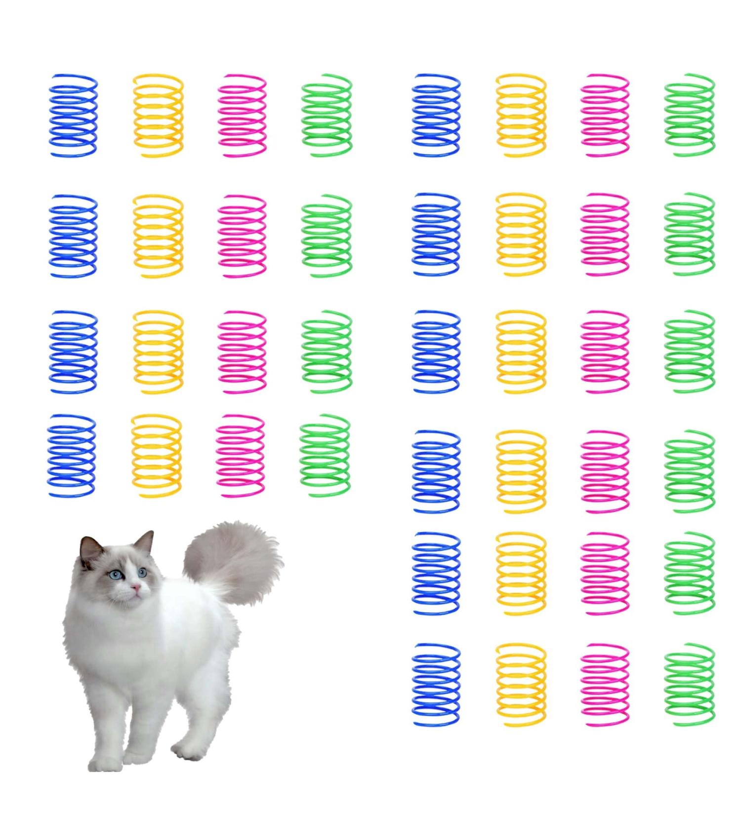 40Pcs Cat Spring Cat Spring Toys Colorful Kitten Toy for Kittens BPA Free Durable Heavy Plastic Interactive Toys to Kill Time for Swatting Biting Cat Toys for Kittens (4 Colors) - Buy Online on GoSupps.com