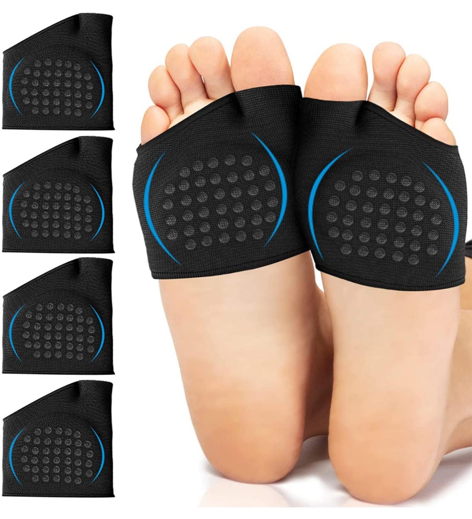 Metatarsal Sleeve Pads with Gel Anti-Slip Design - 2 Pairs (4 Pieces) - Soft Gel Ball of Foot Cushions - Forefoot Cushion Pads for Mortons Neuroma, Calluses, Blisters - Fabric Compression (Black) - Buy Online on GoSupps.com