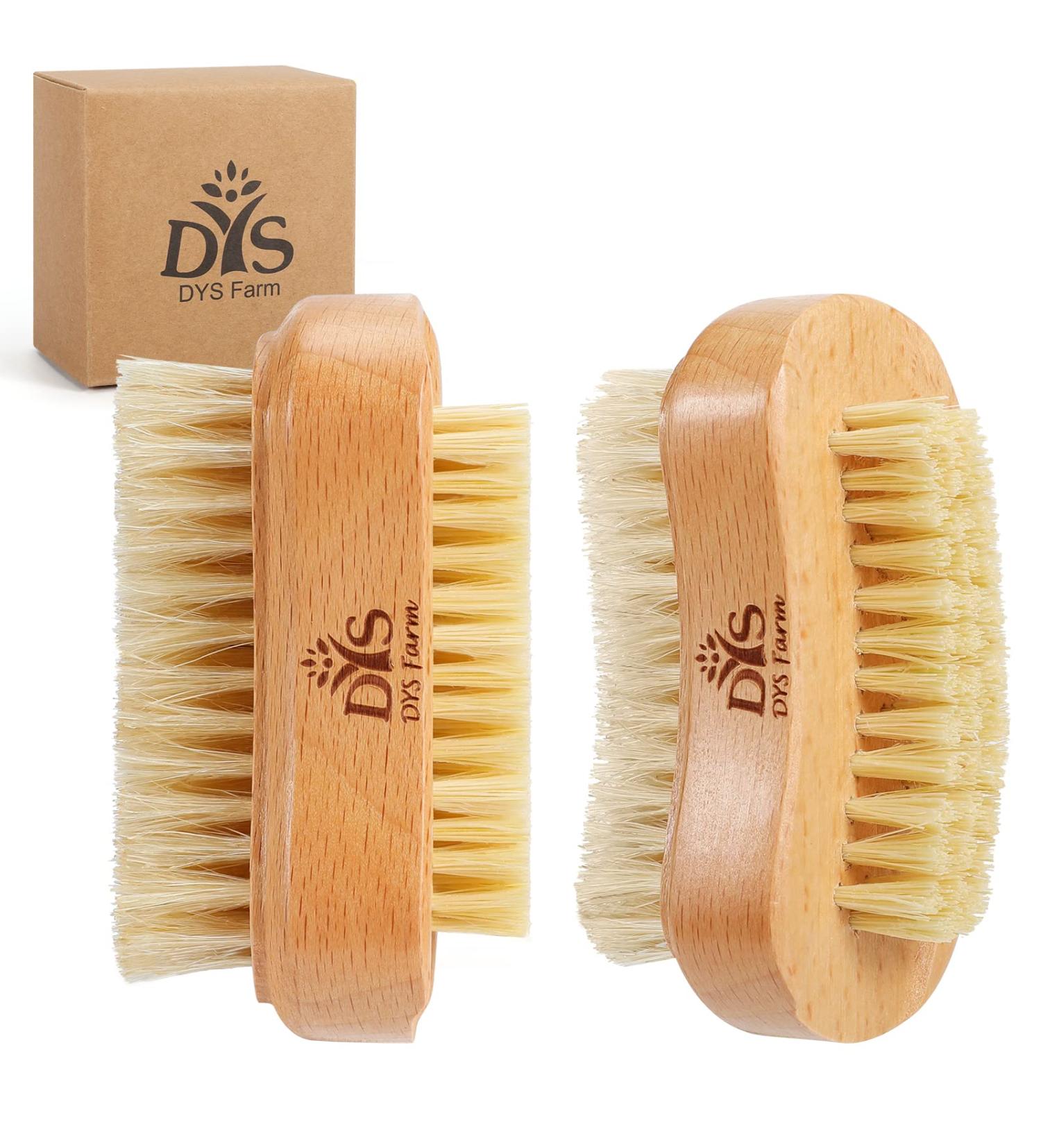 Wooden Nail Brush for Men, Women & Kids - Natural Bristle Fingernail & Toenail Scrubber for Manicure Pedicure - Non-Slip Two-Sided Hand & Foot Nail Cleaner - Buy Online on GoSupps.com