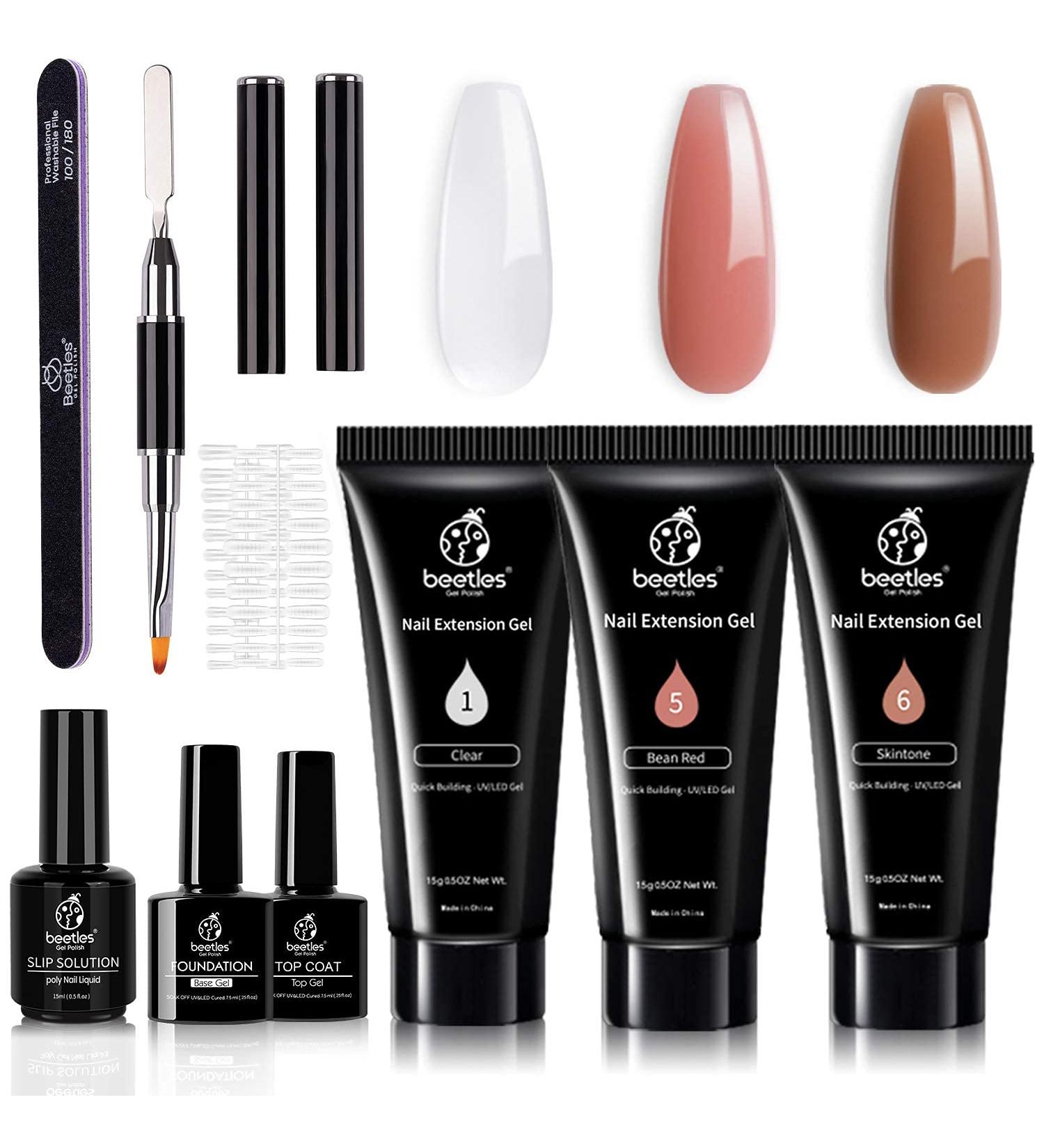 Beetles Poly Nail Gel Extension French Kit - All-in-One Builder Gel for Easy DIY Nail Art Design and Salon-Worthy Manicures Perfect Mother's Day Gift - Buy Online on GoSupps.com