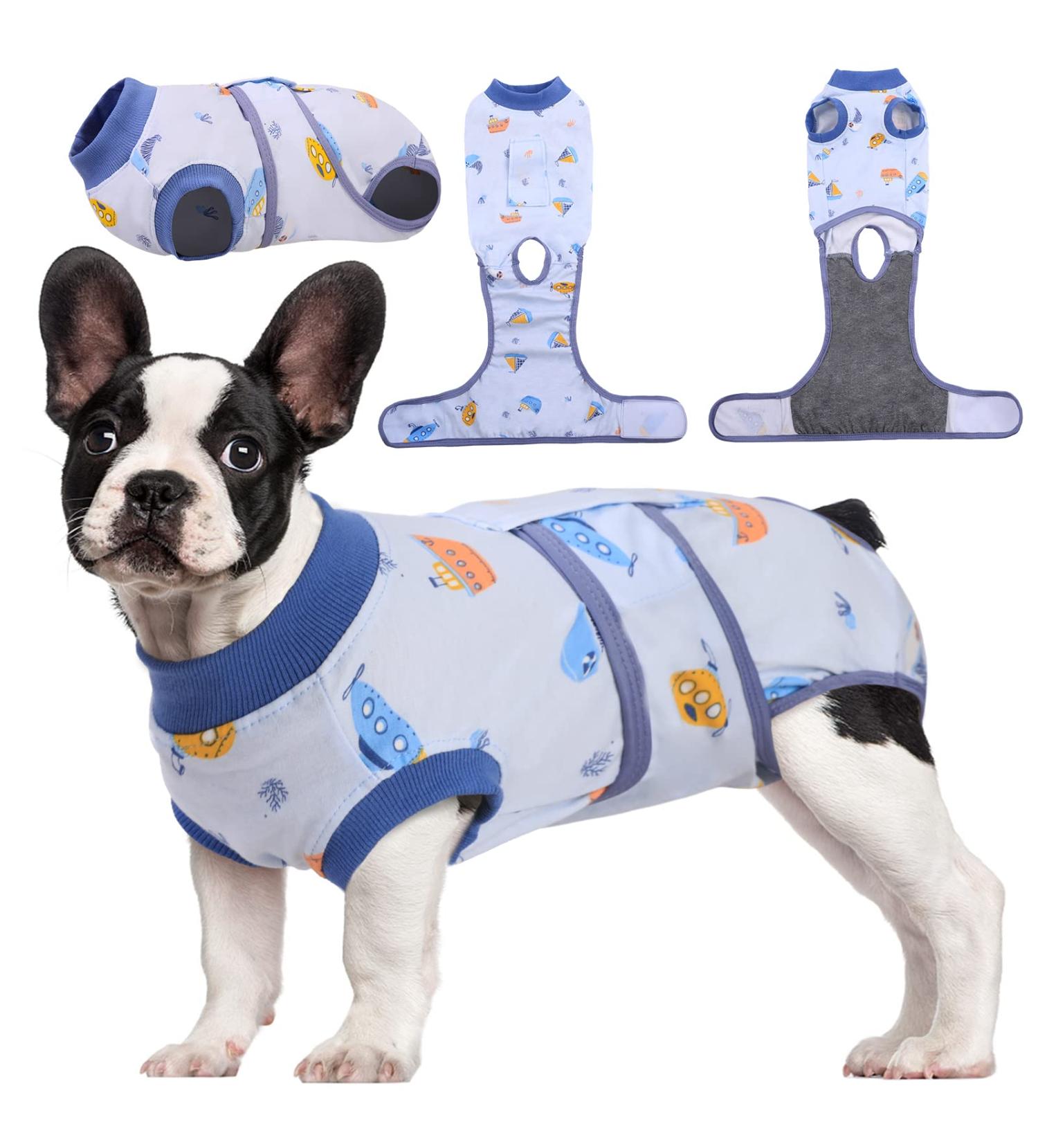 Kuoser Dog Recovery Suit for Male & Female Dogs - Breathable Post-Op Body Leak Protection Anti-Licking XS Blue Boat - International Shipping Available - Buy Online on GoSupps.com