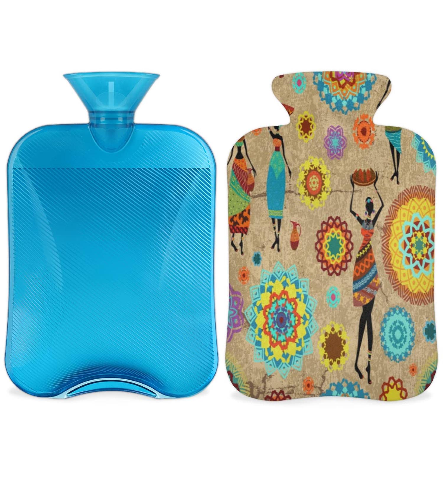 2L Hot Water Bottle - Pain Relief Tribal African Women Mandala - PVC Warming Bag for Cold & Heat Therapy Menstrual Cramps & Hand/Feet Warmers - Buy Online on GoSupps.com