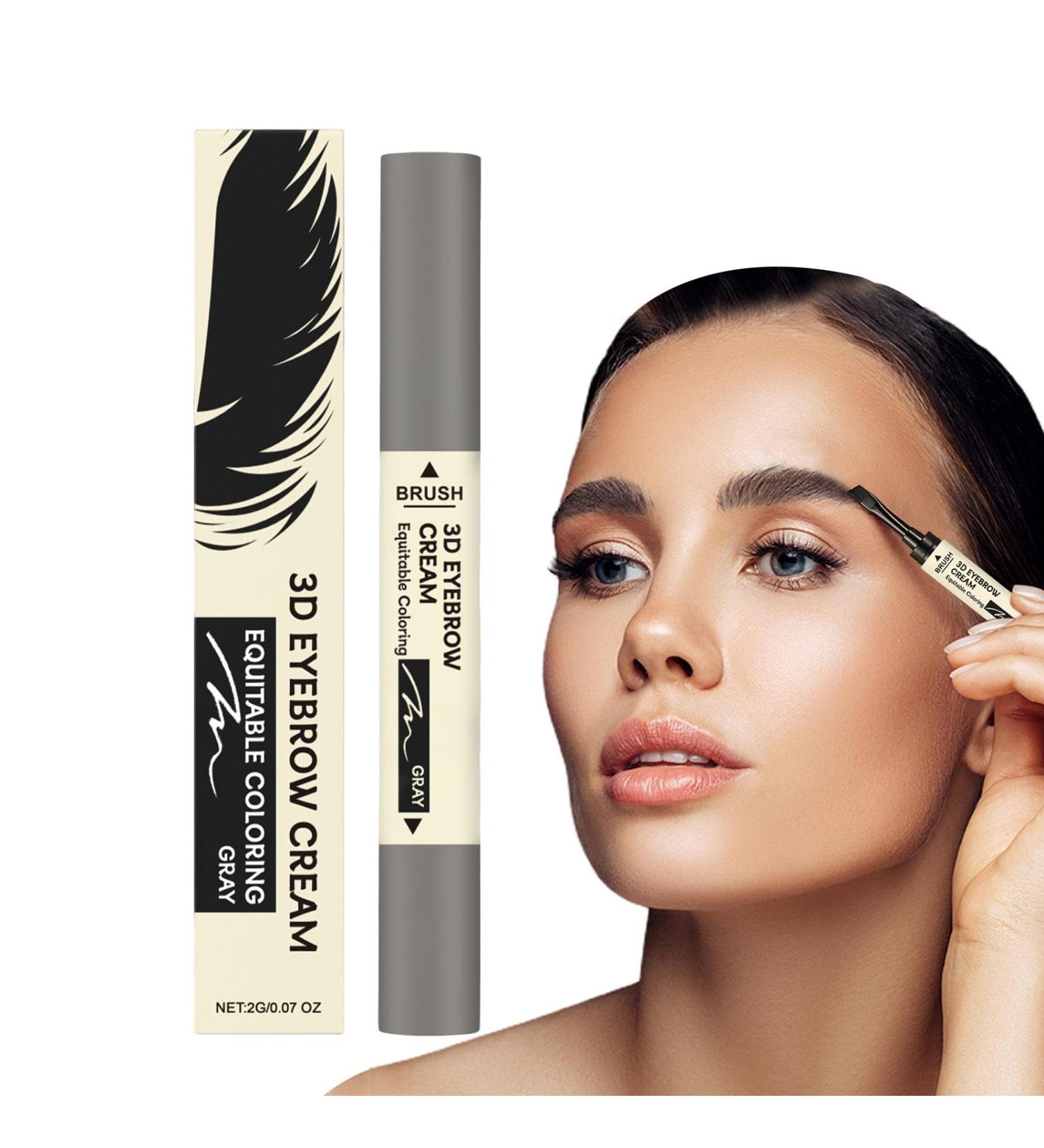 Eyebrow Cream Pen Smudge-proof Double Head Makeup Eyebrow Pen Eyebrow Makeup Pen Waterproof Eyebrow Care Pen for Home Dating Travel Hotel Dark Grey Colour - Buy Online on GoSupps.com
