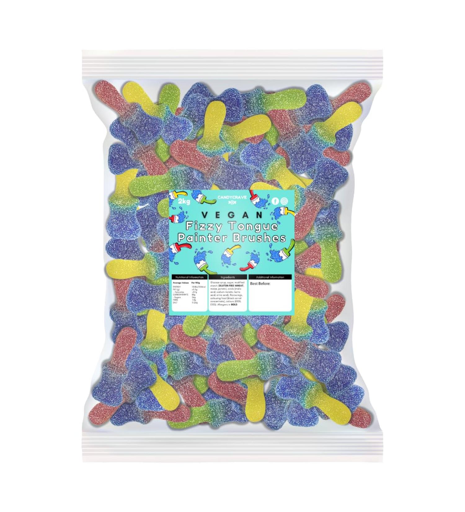 Candycrave - Vegan Fizzy Tongue Painter Brushes 2Kg Bulk Bag - Buy Online on GoSupps.com