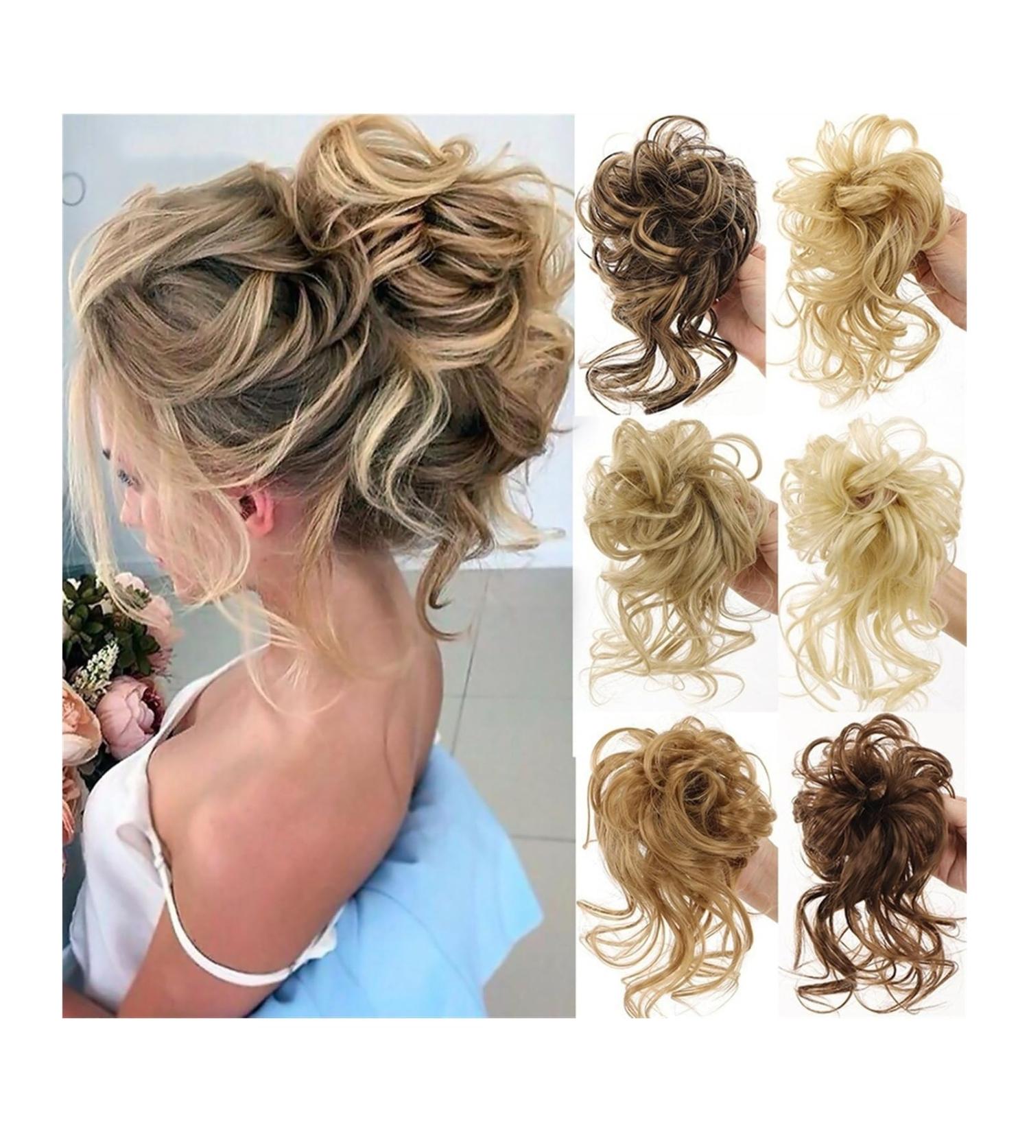 Messy Bun Hair Piece for Women Messy Bun Hair Piece Tousled Updo with Tendrils Hair Bun Extensions Elastic Wavy Curly Hair Ponytail Hairpieces Hair Scrunchies for Women Fake Hair Accessories for Wo Am41-103 - Buy Online on GoSupps.com