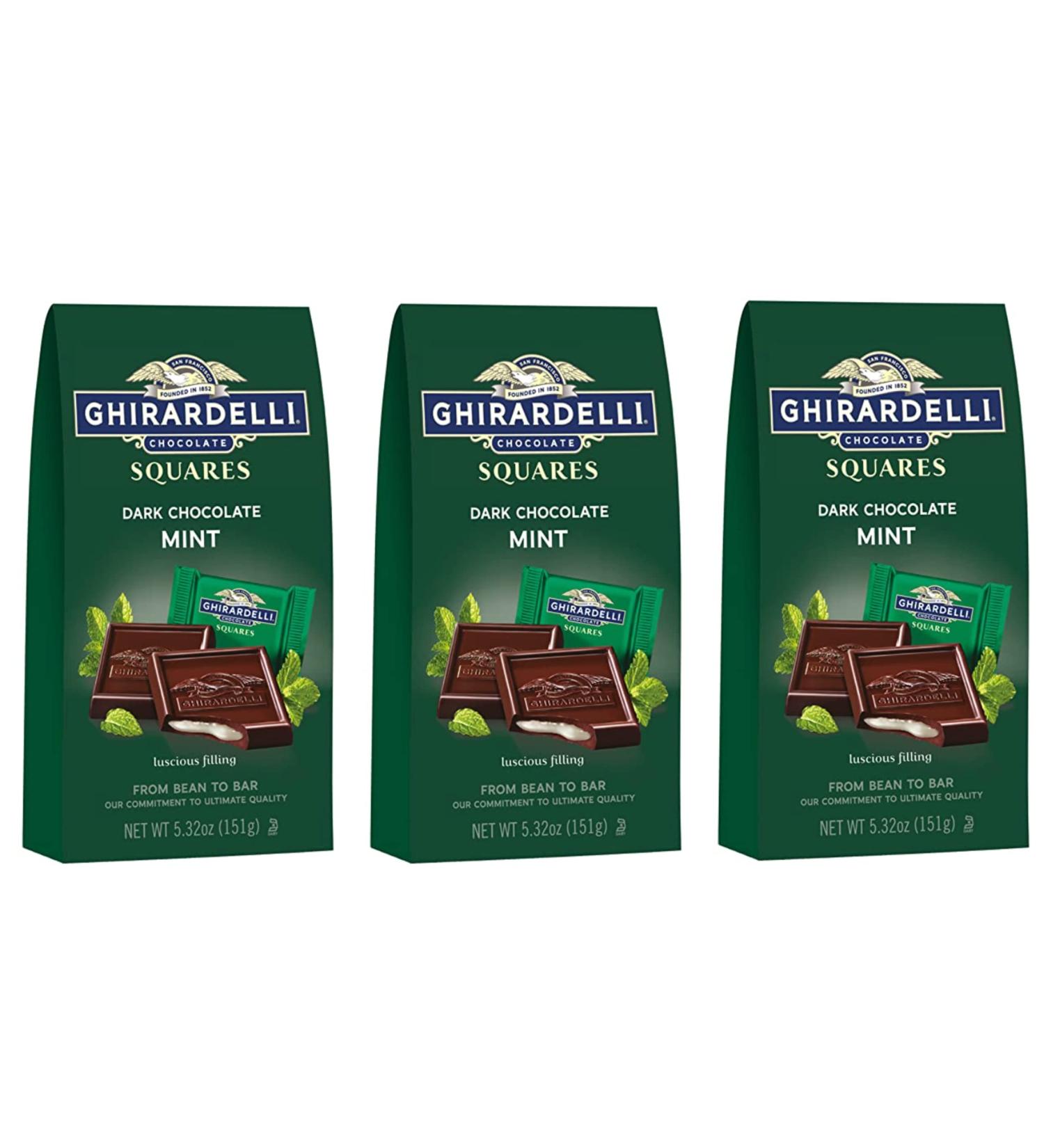 Ghirardelli Dark Chocolate Mint Filled Squares - 5.32oz (Pack of 3) | Gourmet Mint Chocolates - Buy Online on GoSupps.com