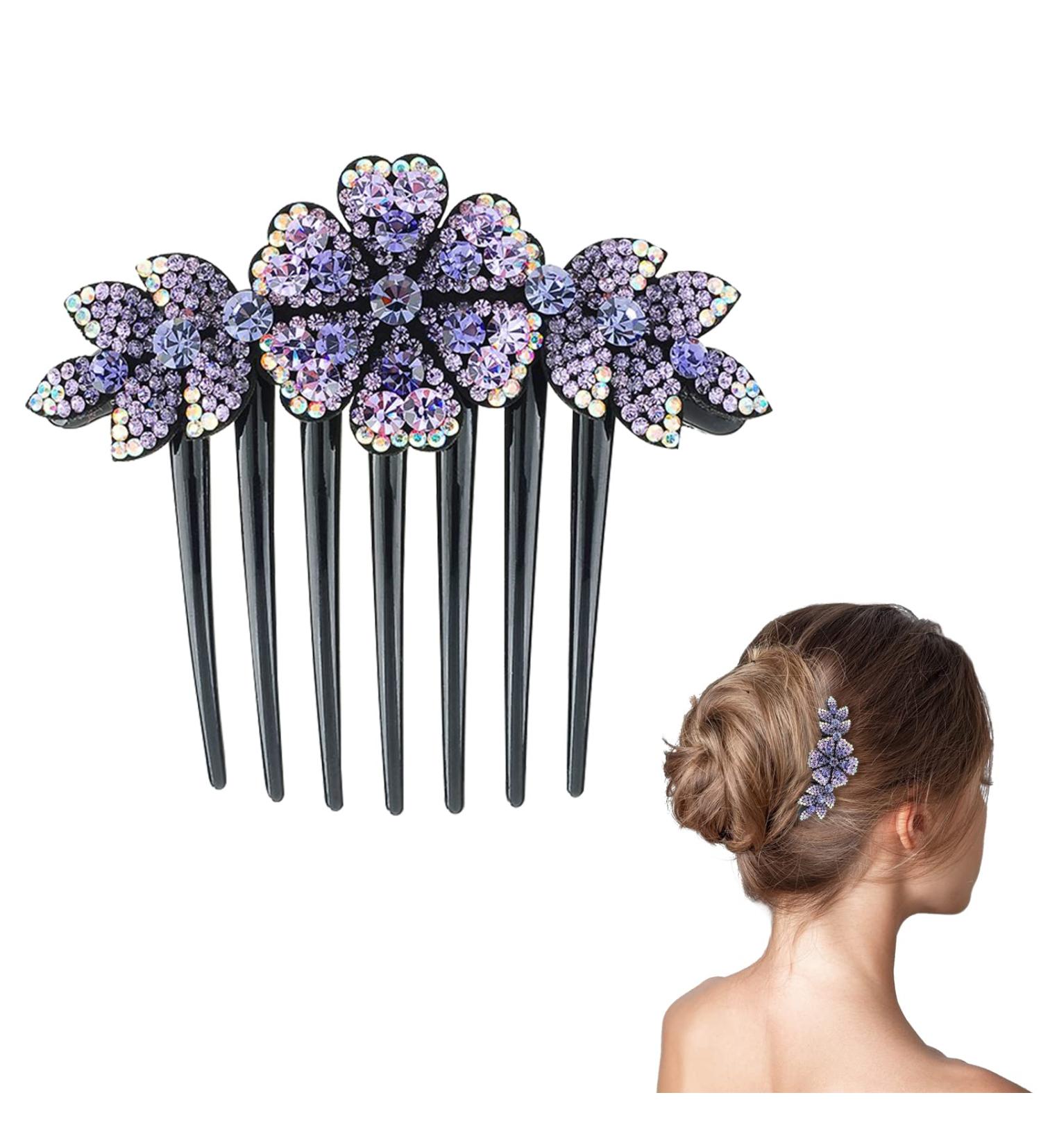 Crystal Bride Wedding Hair Comb - Purple Rhinestone Side Combs - Buy Online on GoSupps.com