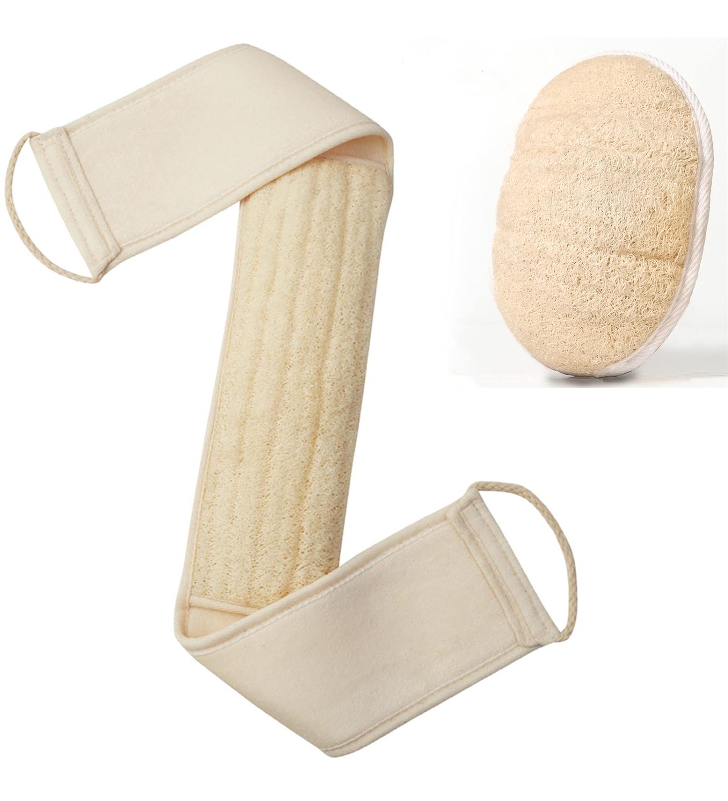 Natural Loofah Back Scrubber Set - Exfoliating Pads & Body Sponge for Deep Clean Skin Care - Buy Online on GoSupps.com