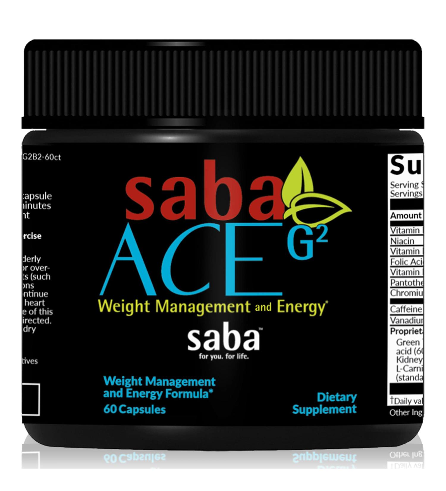 Saba ACE G2 Thermogenic Fat Burner - Weight Loss Supplement with Green Tea Extract, Appetite Suppressant & Energy Booster - 60 Diet Pills - Buy Online on GoSupps.com