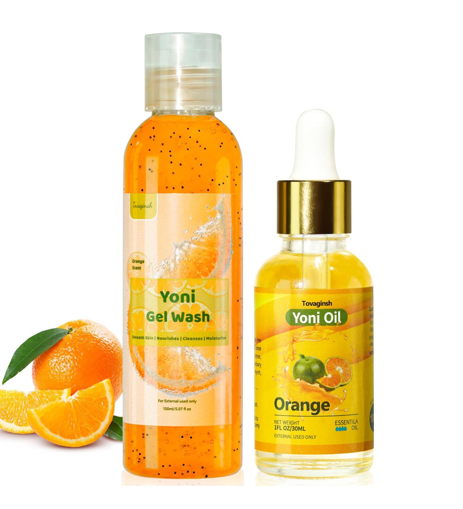 Yoni Wash & Oil Set for Women - PH Balanced Feminine Wash & Moisturizing Scented Body Oil | 5.07 Fl. Oz Odor-Removing Orange Scent - Buy Online on GoSupps.com