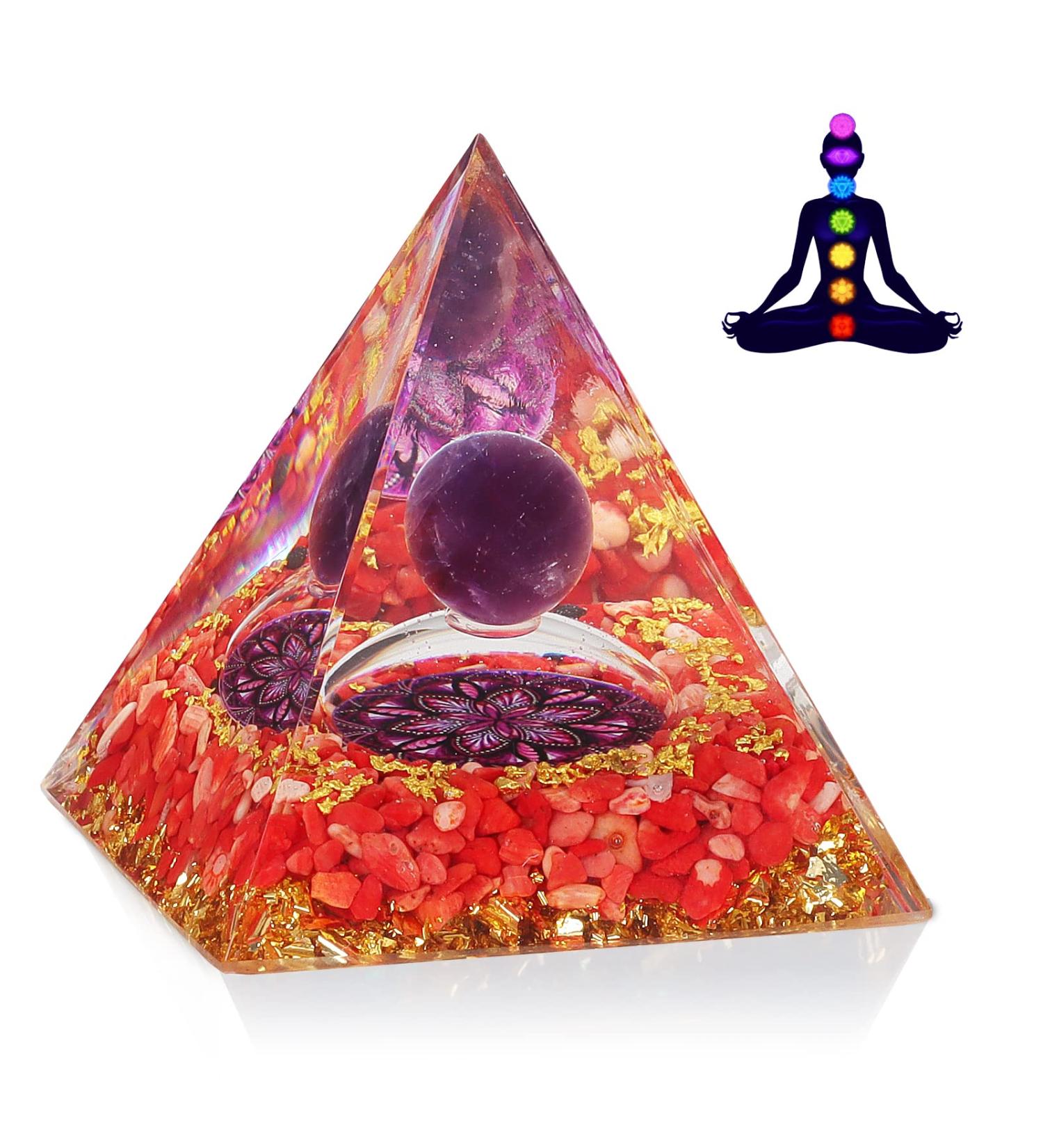 Orgone Pyramid with Healing Crystals Mandala - Energy Balancing Tool for Positive Vibrations - Buy Online on GoSupps.com