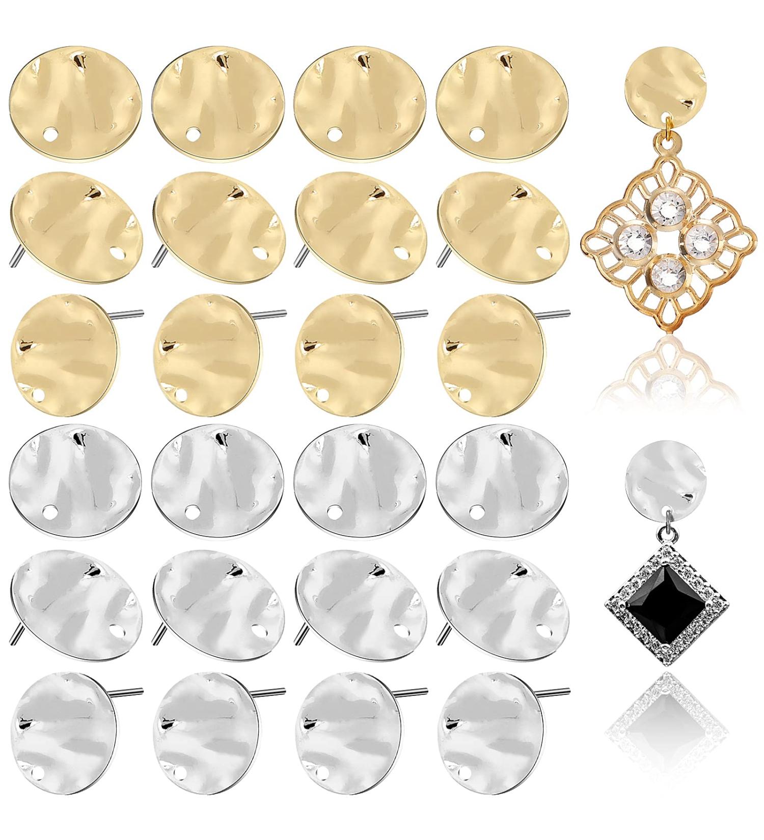 50 Pieces 13.0mm Gold Plated Flat Round Ear Studs Earring Posts with Loop Hole Coin Charms for DIY Earrings Craft Making - Women Girls Jewelry Supplies - Buy Online on GoSupps.com