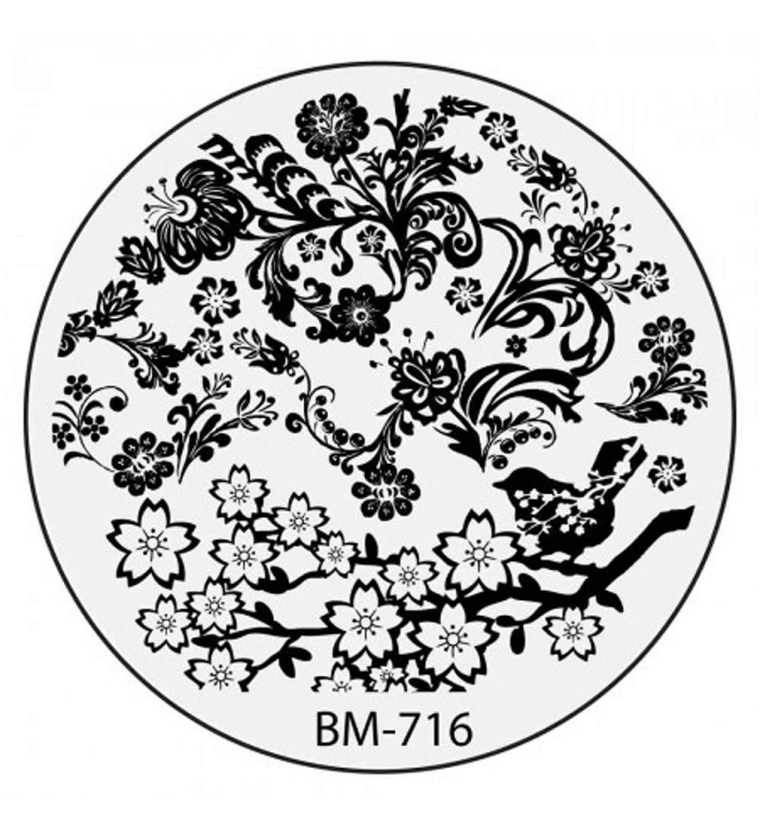 Stamping stencil plate BM 716 Bundlemonster flowers flower tribal nail art nail design