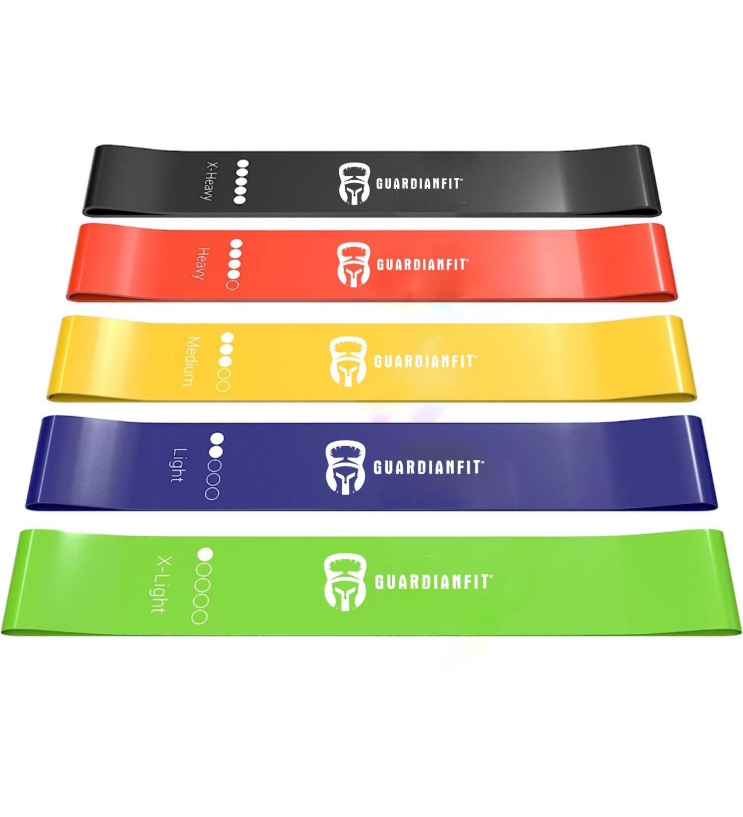 Resistance Loop Exercise Bands Set - 5 Latex Workout Bands for Strength Training Yoga & Pilates | Carry Bag Included - Ideal for All Ages - Buy Online on GoSupps.com