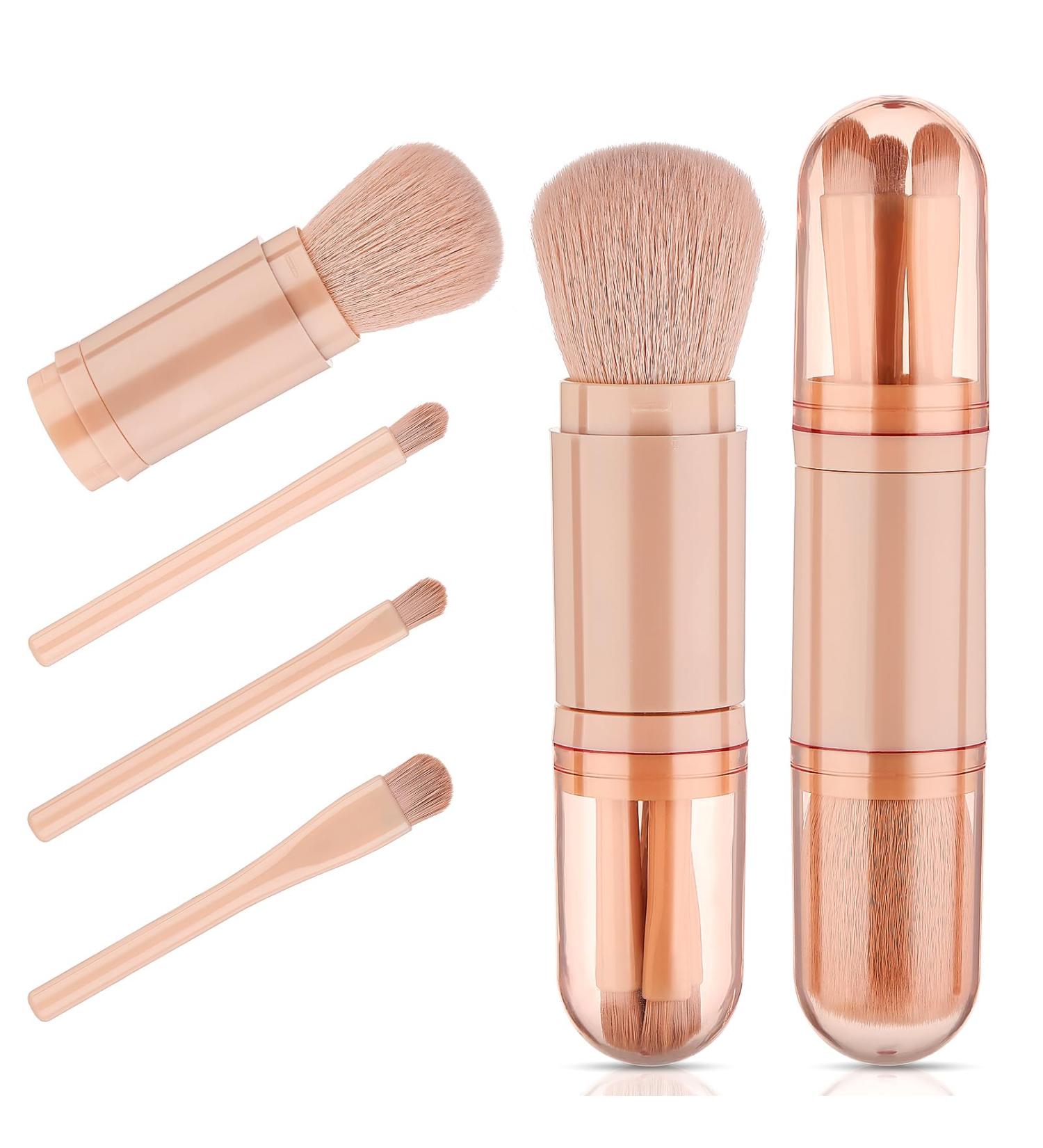 Sibba Travel Makeup Brushes Set - 4 in 1 Mini Cute Retractable Professional Makeup Brush for Foundation Powder Eye Shadow & Contour - Portable Cosmetics Accessories - Buy Online on GoSupps.com