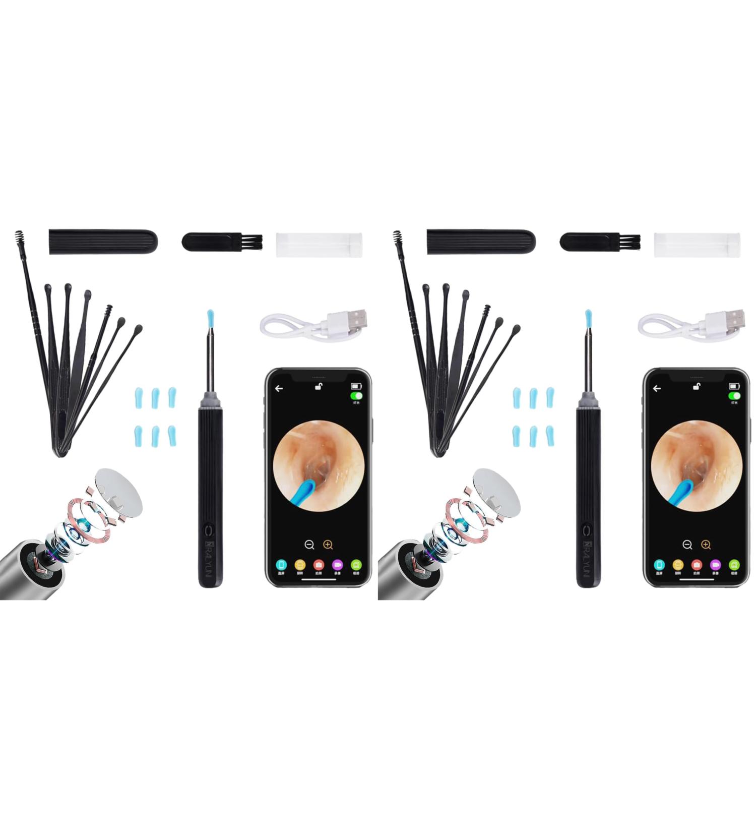 Ear Wax Removal Cleaner Ear Endoscope with LED Lights for Ear Wax Removal Tool Earwax Removal Kit Compatible with iPhone iPad Android (Pack of 2) - Buy Online on GoSupps.com