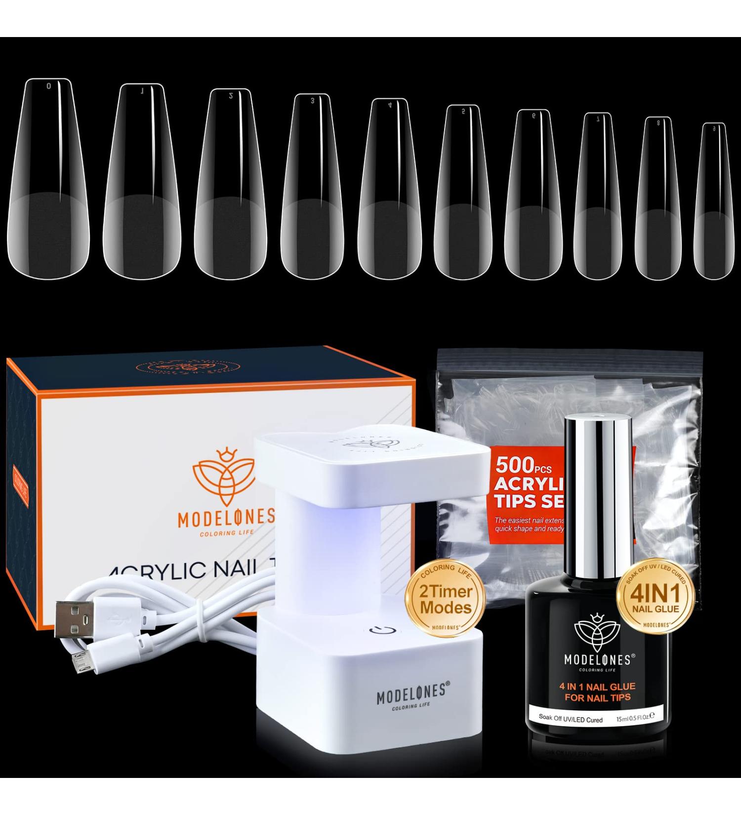 Modelones Gel X Nail Kit with 4-in-1 Nail Glue Gel, 500pcs Half Matte Coffin Nails, and UV LED Nail Lamp - Valentine's Day Gift for Women - Buy Online on GoSupps.com