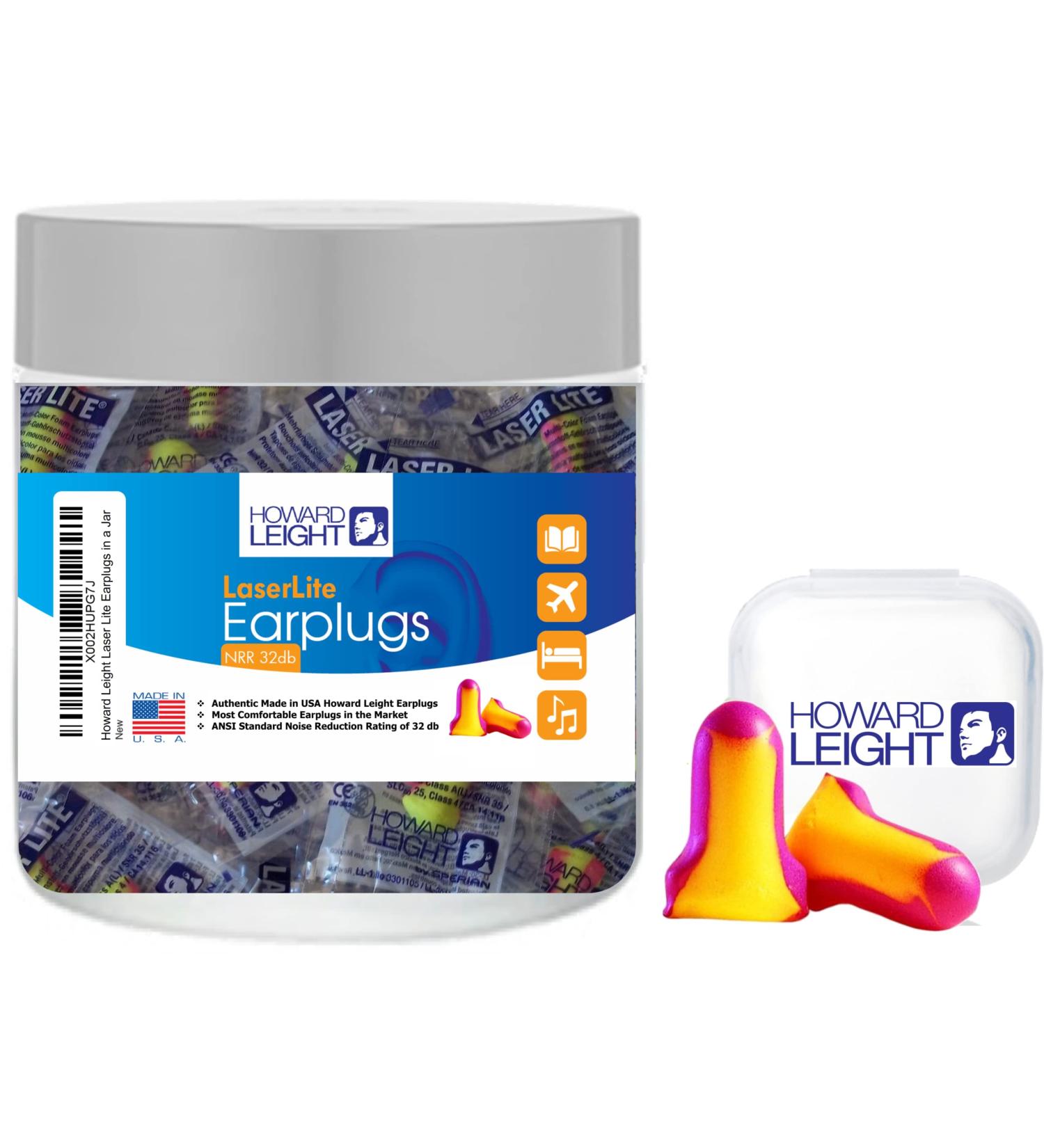 Howard Leight Laser Lite Foam Ear Plugs - 25 Pairs (50 Count) | Individually Wrapped for Noise Reduction, Sleeping | In Jar - Buy Online on GoSupps.com