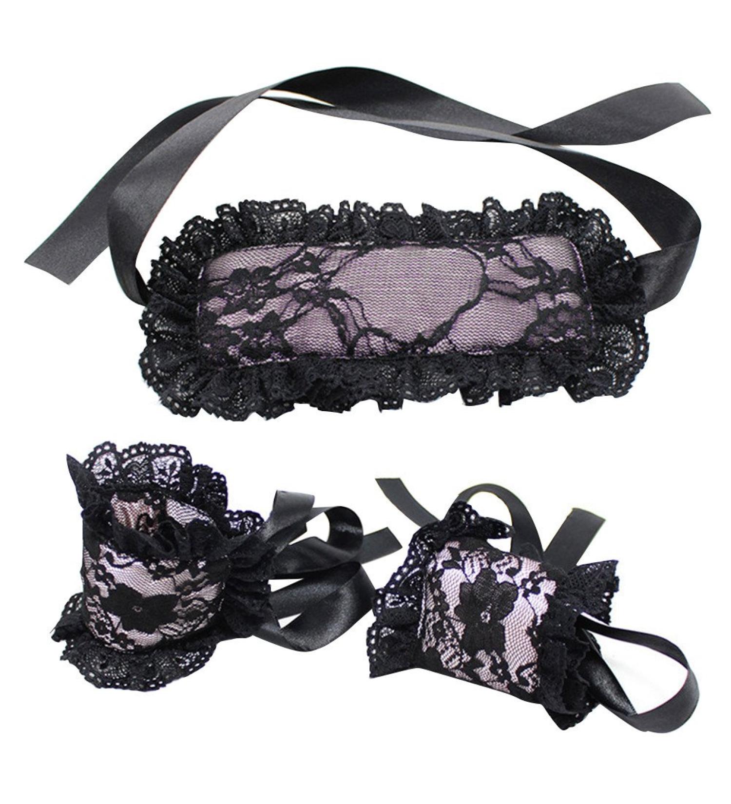 Sexy Lace Blindfold Eye Mask and Handcuff Set for Women - Role Play Fancy Costume - Buy Online on GoSupps.com