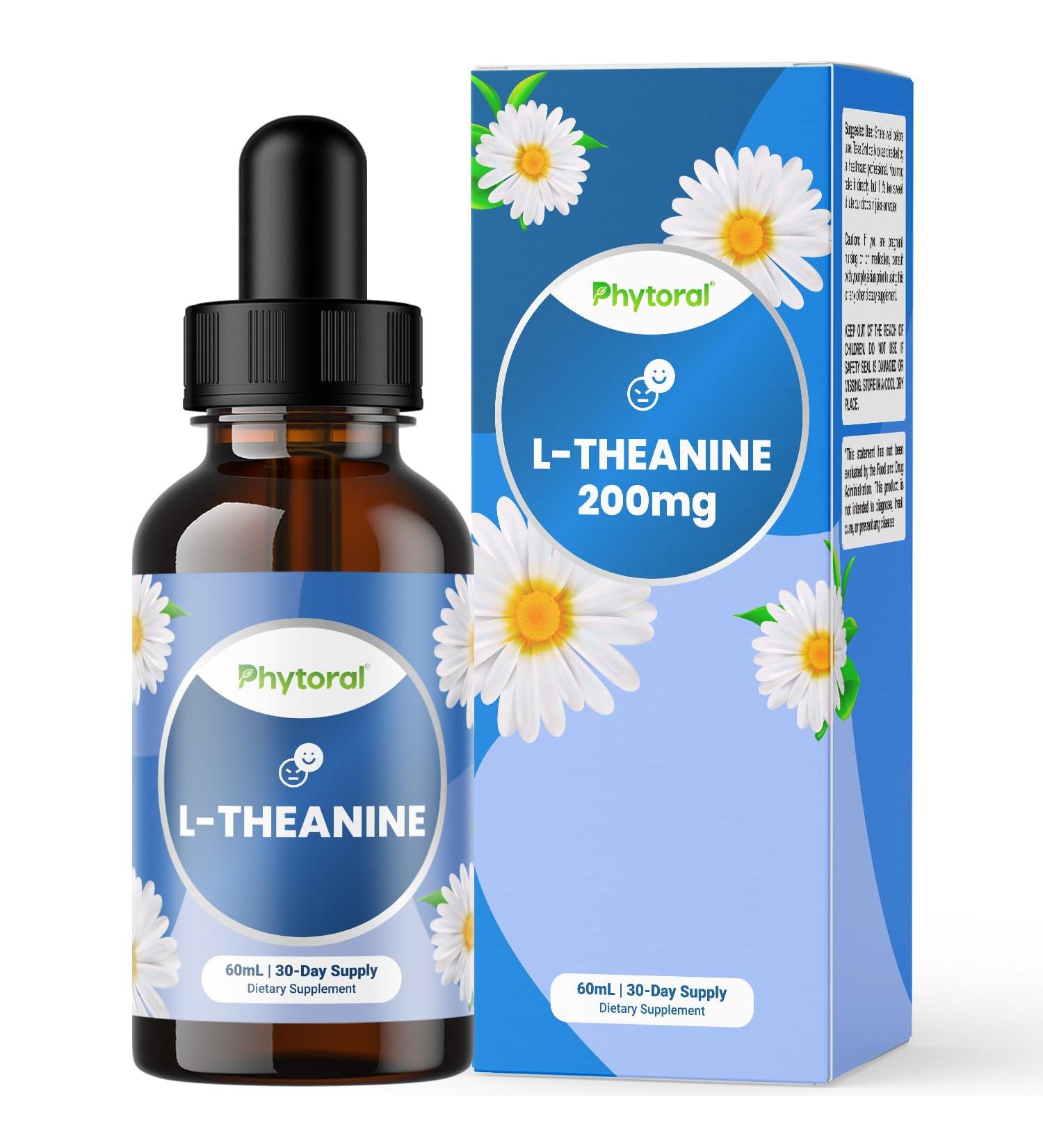 Phytoral Potent L-Theanine Liquid Drops - High Absorption L-Theanine for Kids & Adults Calm & Relaxation Support - Premium Quality Drops Ideal for Children and Adults Liquid 30 Servings - Buy Online on GoSupps.com