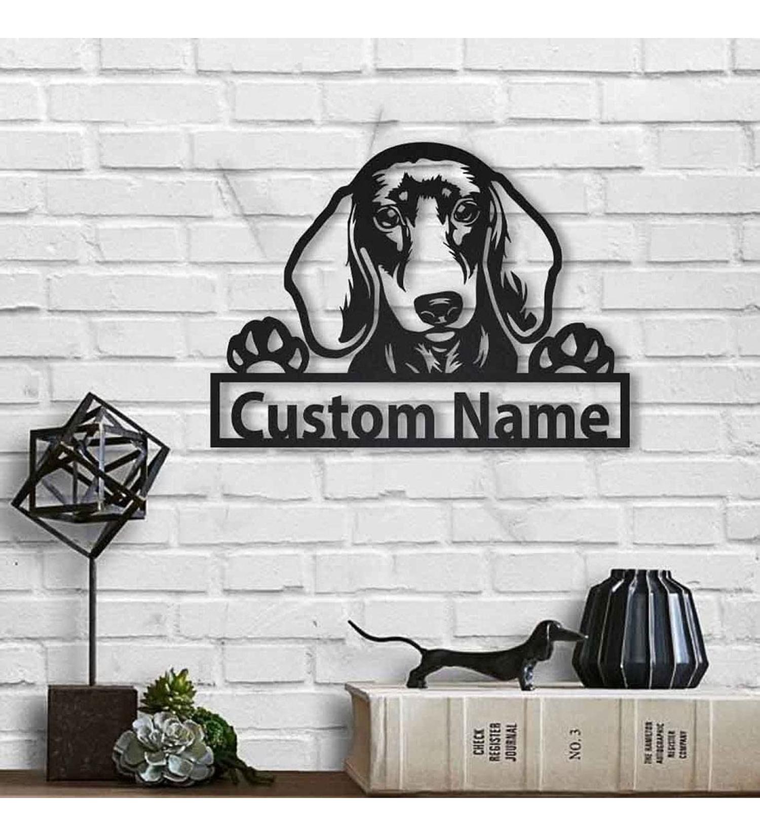 Custom Soulsis Personalized Dachshund Wooden Shield Art | Unique Father's Day Pet Gift | Funny Animal Decor - Buy Online on GoSupps.com