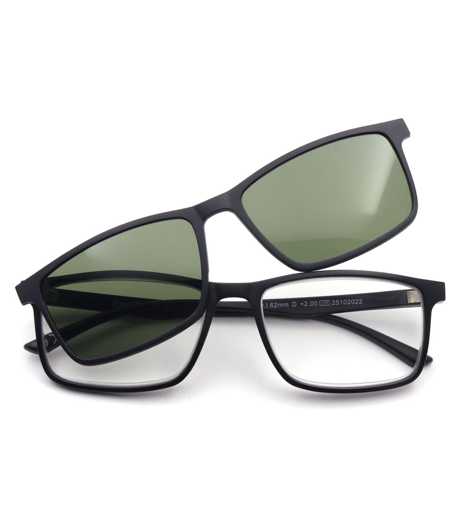 Corpootto Unisex Clip-On Reading Glasses | Black-Green Lenses | Stylish & Functional Eyewear for Better Vision - Buy Online on GoSupps.com