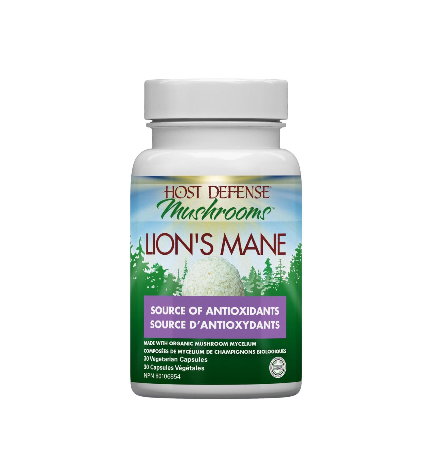 Host Defense Lions Mane Mushroom Supplement for Brain Health 30 Mushroom Capsules| 1000mg Lion's Mane Powder per Serving |Mushroom Supplements for Brain & Nervous System Support | Mushroom Powder Extract Pills Host Defense Mushrooms| Lion's Mane Pills - Buy Online on GoSupps.com