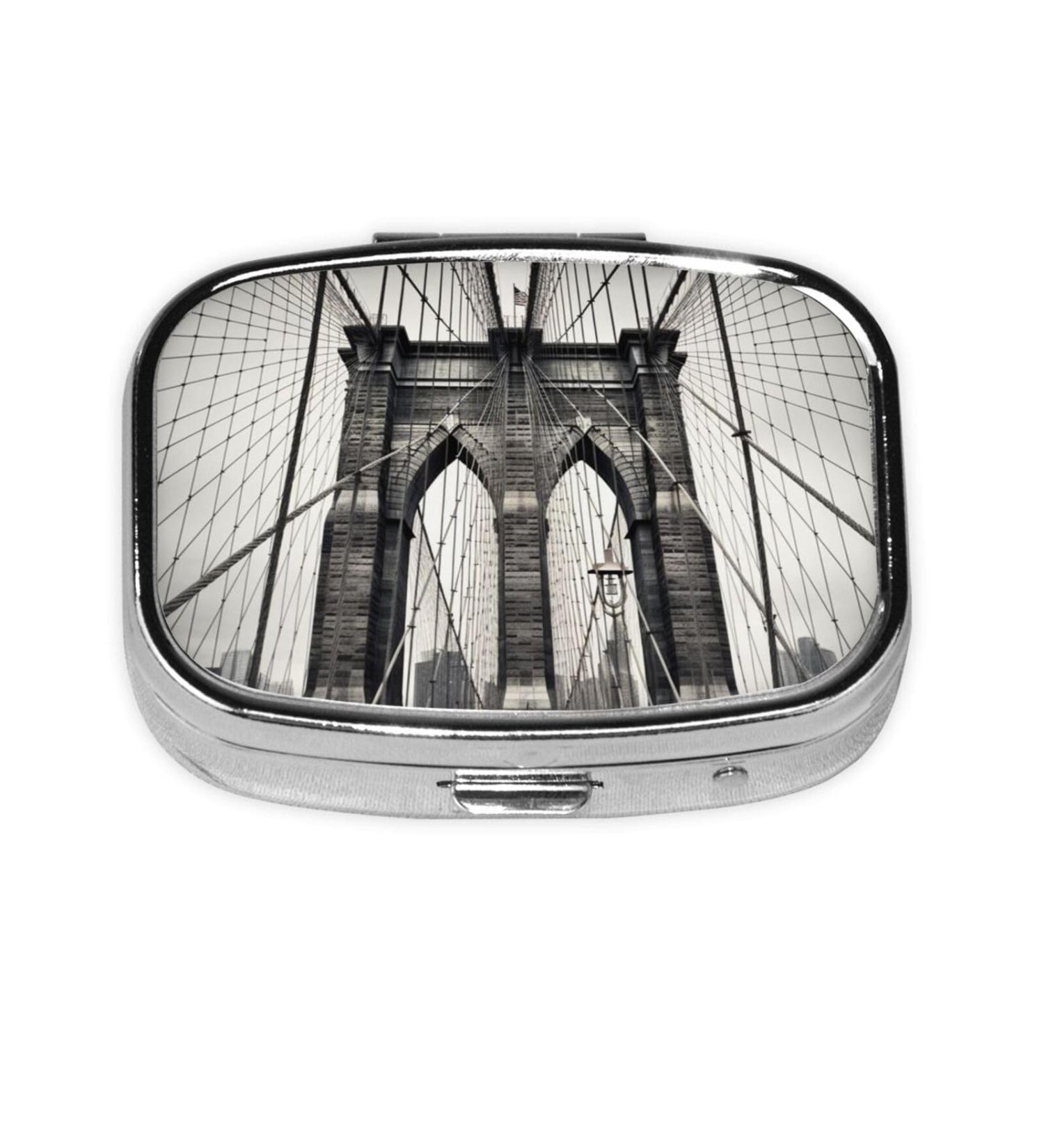 Brooklyn Bridge Printed Square Pill Box | Portable Travel Medicine Organizer - Buy Online on GoSupps.com