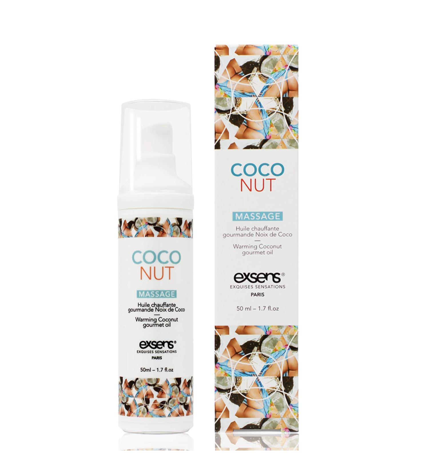 Exsens Warming Massage Oil Coconut 50ml - Intimate Heat & Hydration | International Shipping - Buy Online on GoSupps.com