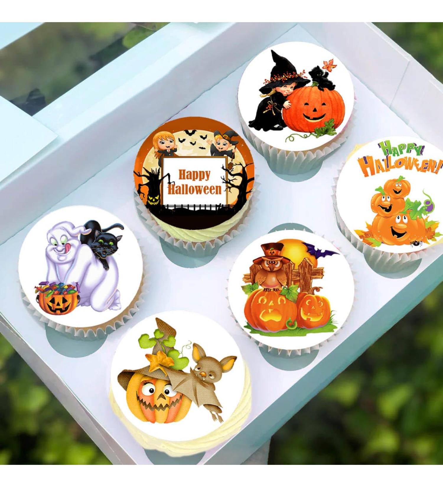 24 x Pre-Cut Halloween Mix 10 Edible Stand up Wafer/Rice Paper Cupcake Toppers Birthday Party Cute Kids Children Cake Decorations - Buy Online on GoSupps.com